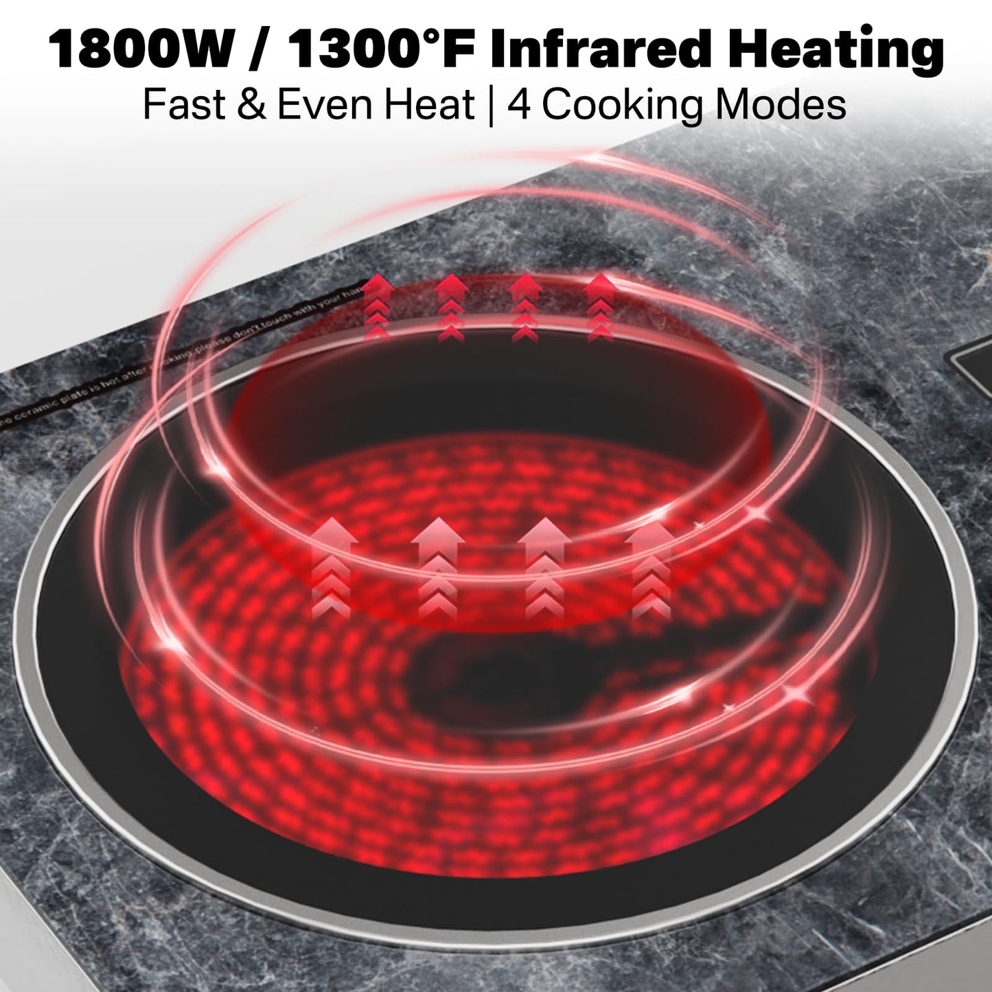 GRACEALL Single Burner Electric Cooktop, Portable Infrared Hot Plate, Countertop Electric Stove, Touch & Knob Control, Temperature Adjustable, Portable-Marble