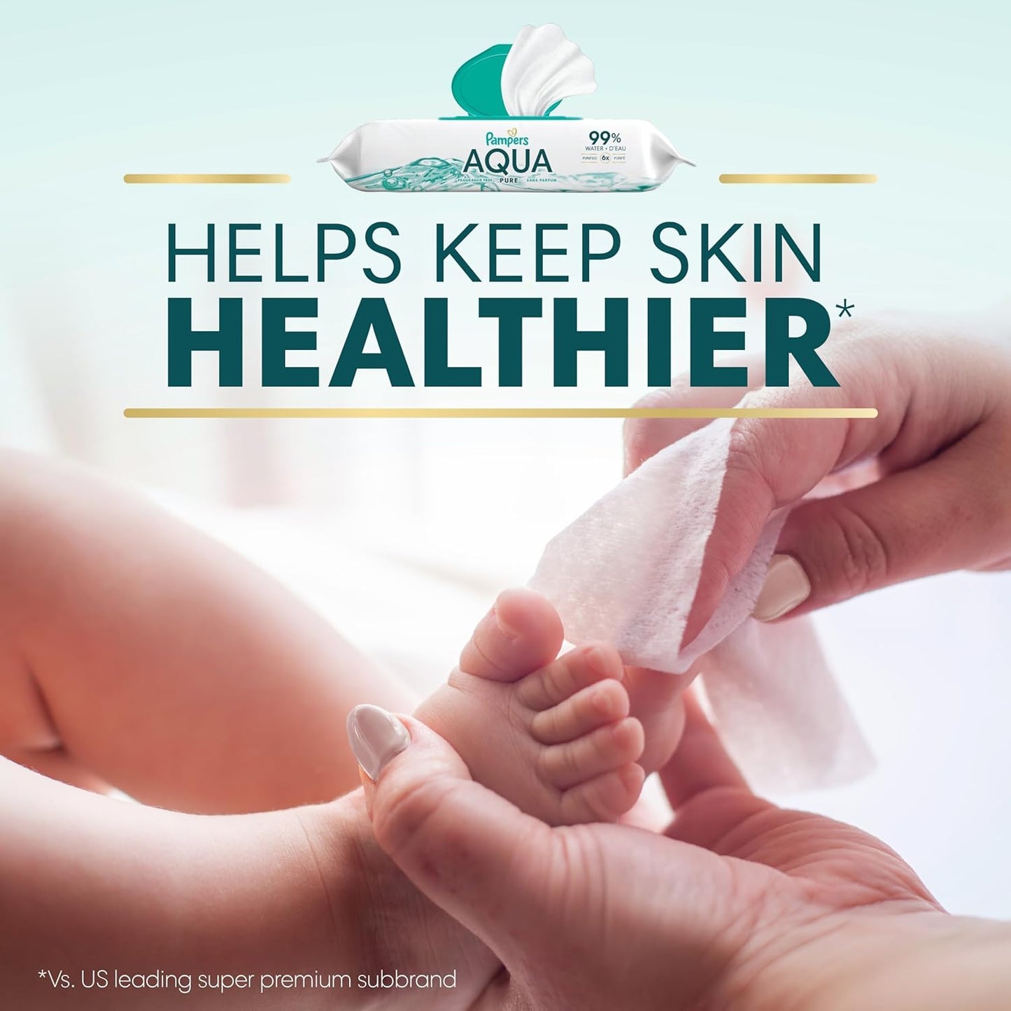 Pampers Aqua Pure Baby Wipes - 99% Water, Fragrance-Free, 672 Total Wipes in 12 Flip-Top Packs
