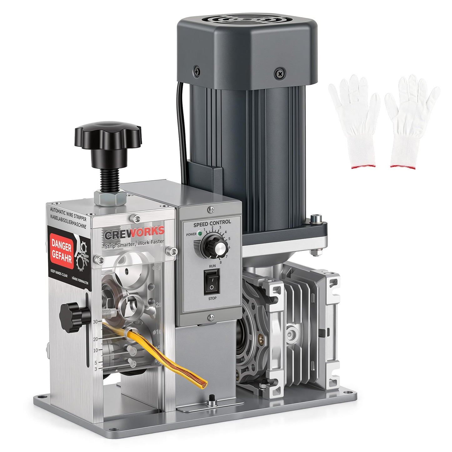 CREWORKS 250W Automatic Wire Stripper Machine, Electric Wire Stripping Machine with Adjustable Speed for 0.06-1.18 in. Cables, Wire Stripping Tool for 1.5 to 30 mm Scrap Copper Cable Wire Recycling