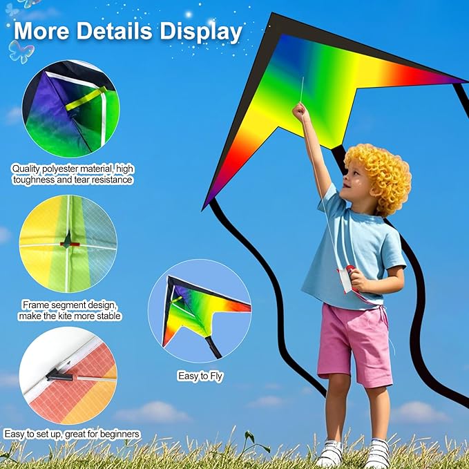 Easy to Fly Kites for Kids Ages 4-8 8-12 & Adults, Beach Flying Toys Butterfly Kite with Handle and Kites String, Great for Outdoor Activities & Family Trip Easter Gifts