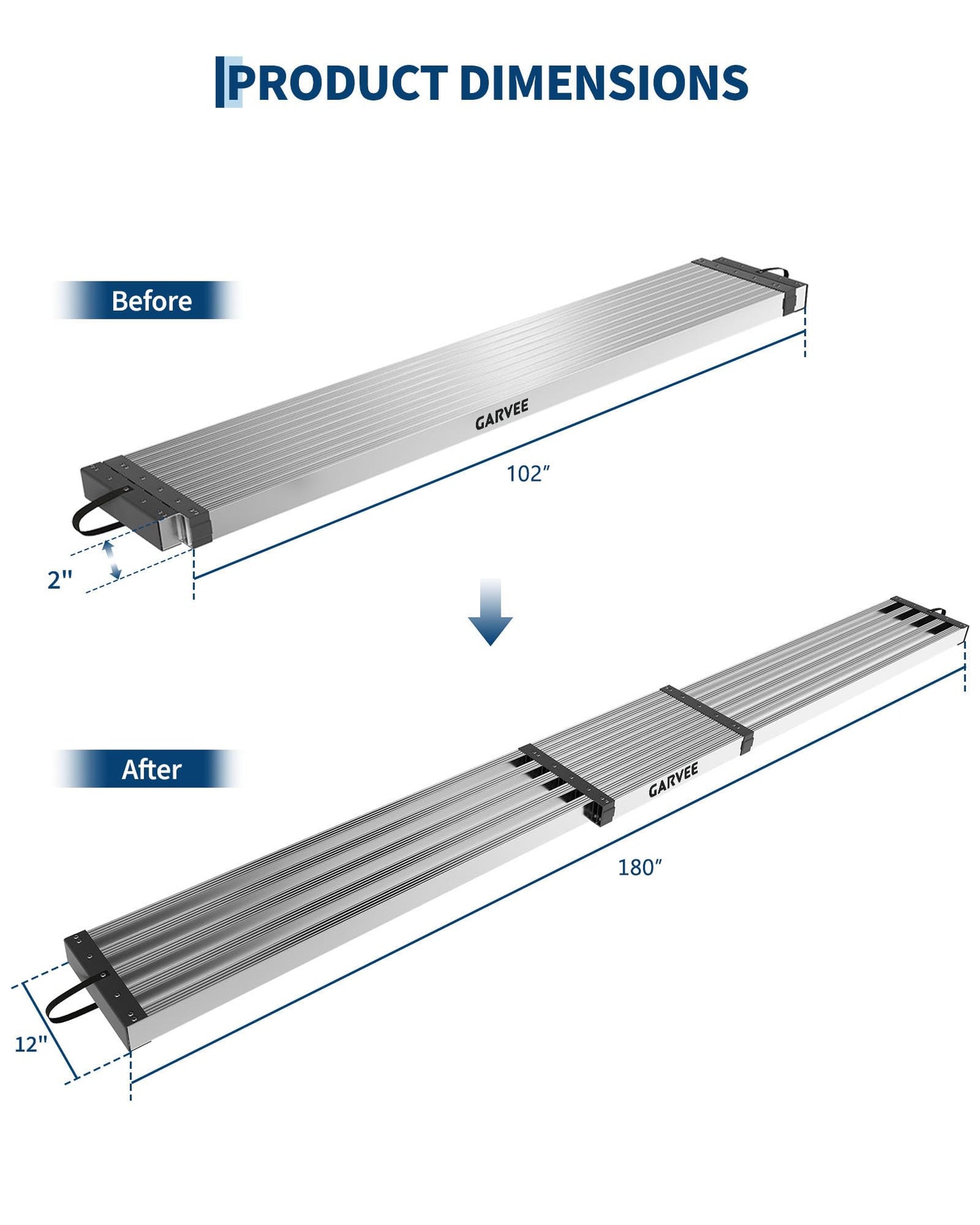 Garvee Aluminum Work Plank with Anti-Slip Texture, 9-15 ft Telescoping Plank, 440 Lb Capacity Heavy-Duty Scaffolding Platform, Portable Ladder Accessory for Indoor & Outdoor Work