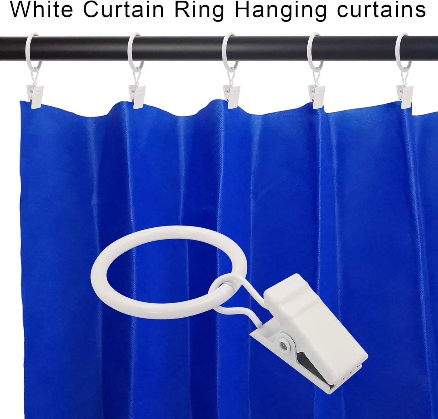 Skiennix 44 Pack Metal Curtain Rings - Durable Drapery Clips with 1 Inch Inner Diameter, White