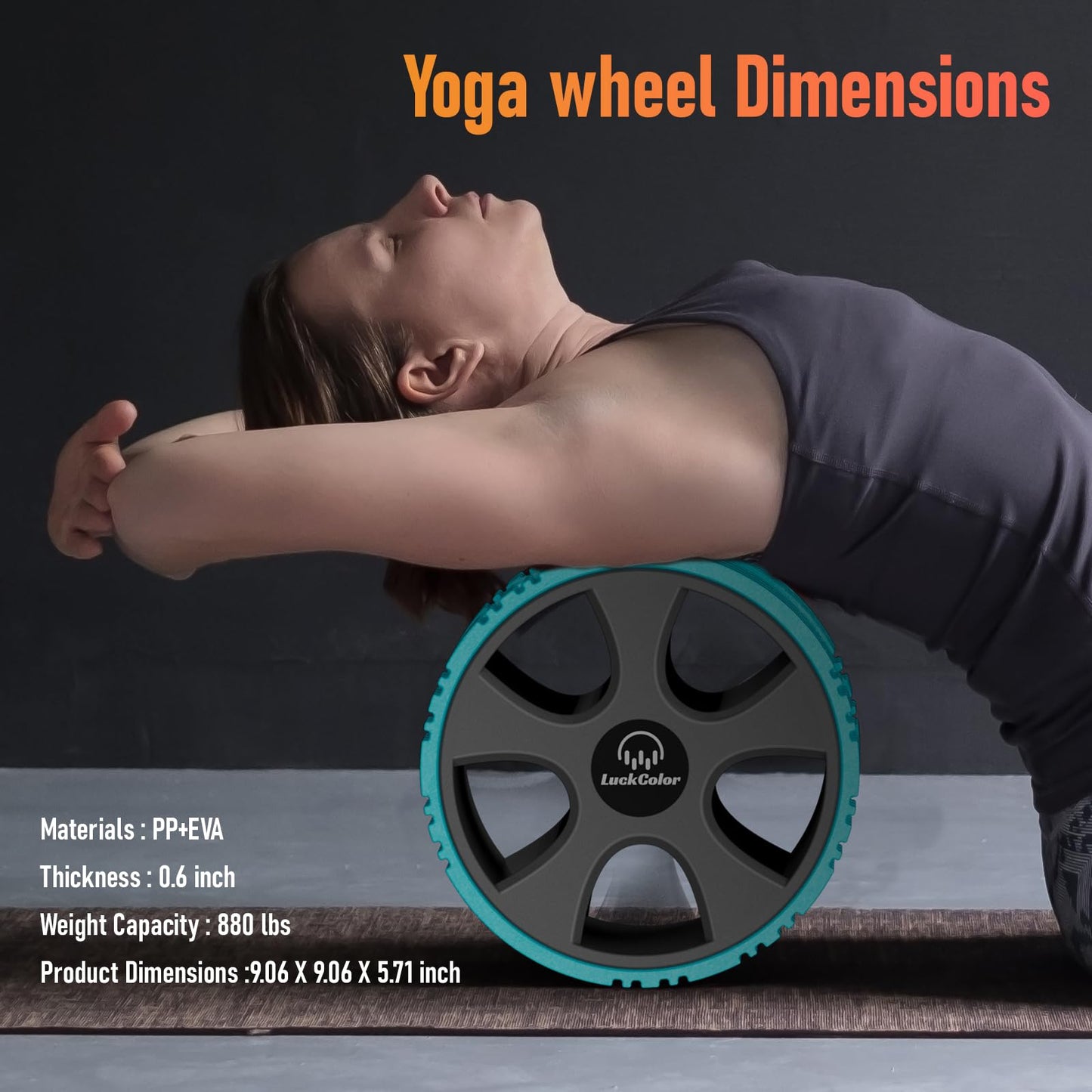 Back Roller, Back Wheel Targeted Back Pain Relief, Yoga Wheel Muscle Massage, Foam Roller for Trigger Point Therapy Physical, Stretching & Exercise, 880lbs Capacity, 10 Inch (Acid Blue+Grey)