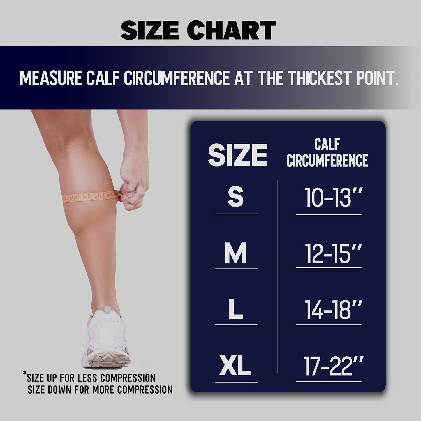 Thoxcare Calf Compression Sleeve for Men Women (1 Pair), Leg Support Footless Compression Socks for Running - Shin Splint Varicose Veins Swelling & Pain Relief, Black/Gray, Large