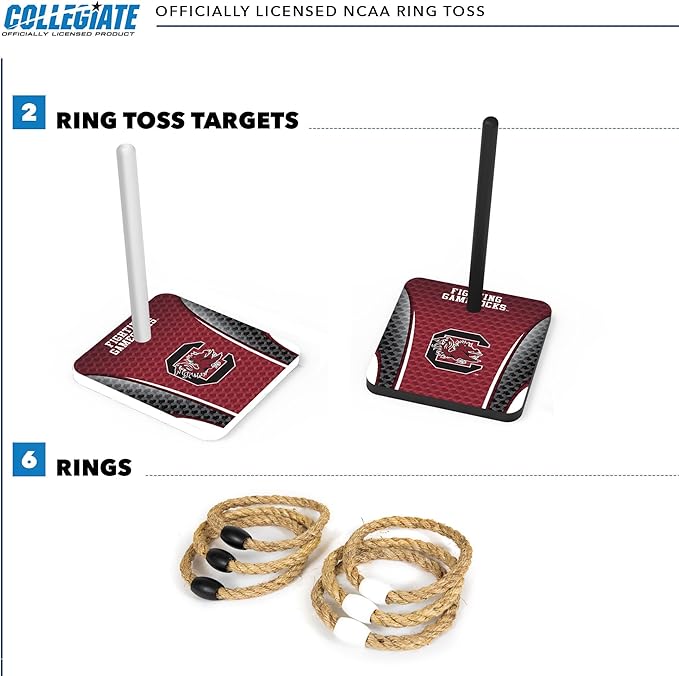 Solid Wood College Quoits Set with Direct Print HD Team Graphics – Tailgate Ring Toss Game – Great Gift for Any NCAA Fan! Ring Toss Family Outdoor Games for The Beach