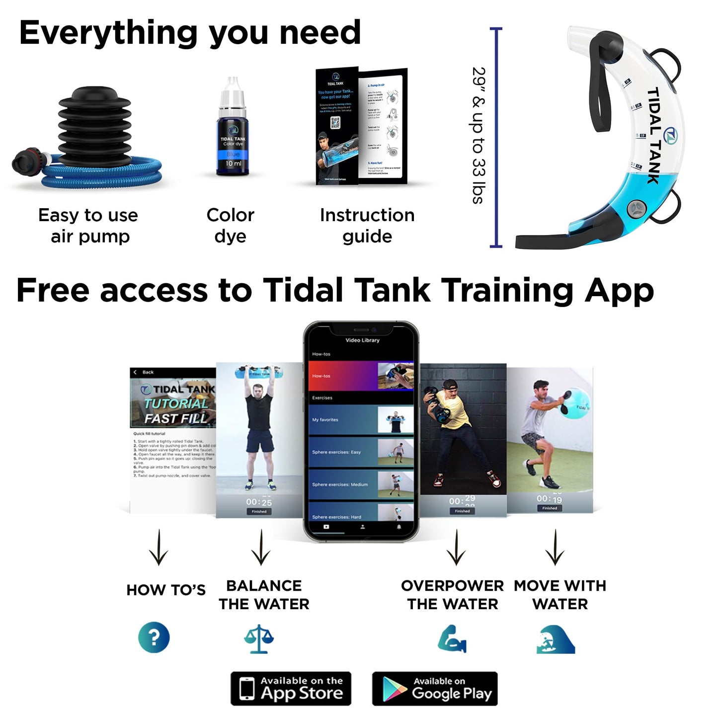 Tidal Tank Bulgarian – Water-Filled Bulgarian Bag for Rotational Power, Ox Bag for Explosive Strength & Dynamic Training – Adjustable Live Weight Workout Bag with App & Video Library Access