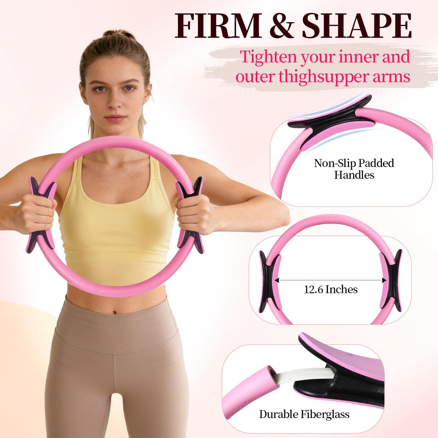 Pilates Kit for Women,17PCS Home Pilate Equipment Essentials, 12.6" Pilates Ring Ball Set with Resistance Bands, Ankle Weights, Sliders,Thigh Trainer, Yoga Strap,Socks Accessories for Home Workout