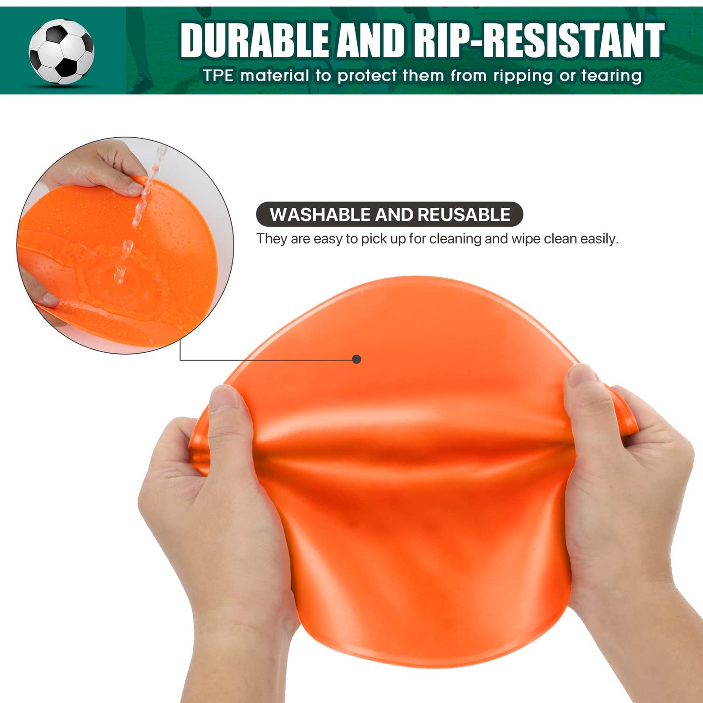 SIFENYU Spot Markers 9inch Rubber Agility Dots Flat Cones Non Slip Sports Dots Floor Spots Agility Markers for Kids Soccer Football Basketball Speed Agility Training (Orange, 12)