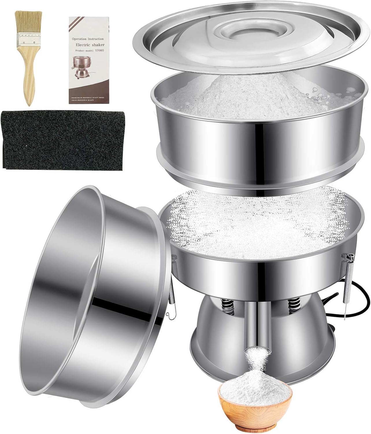 Sidasu Automatic Vibrating Sieve Shaker – 40 Mesh + 60 Mesh Flour Sifter, Electric 110V 55W Sifter Machine for Flours, Herbal Powder