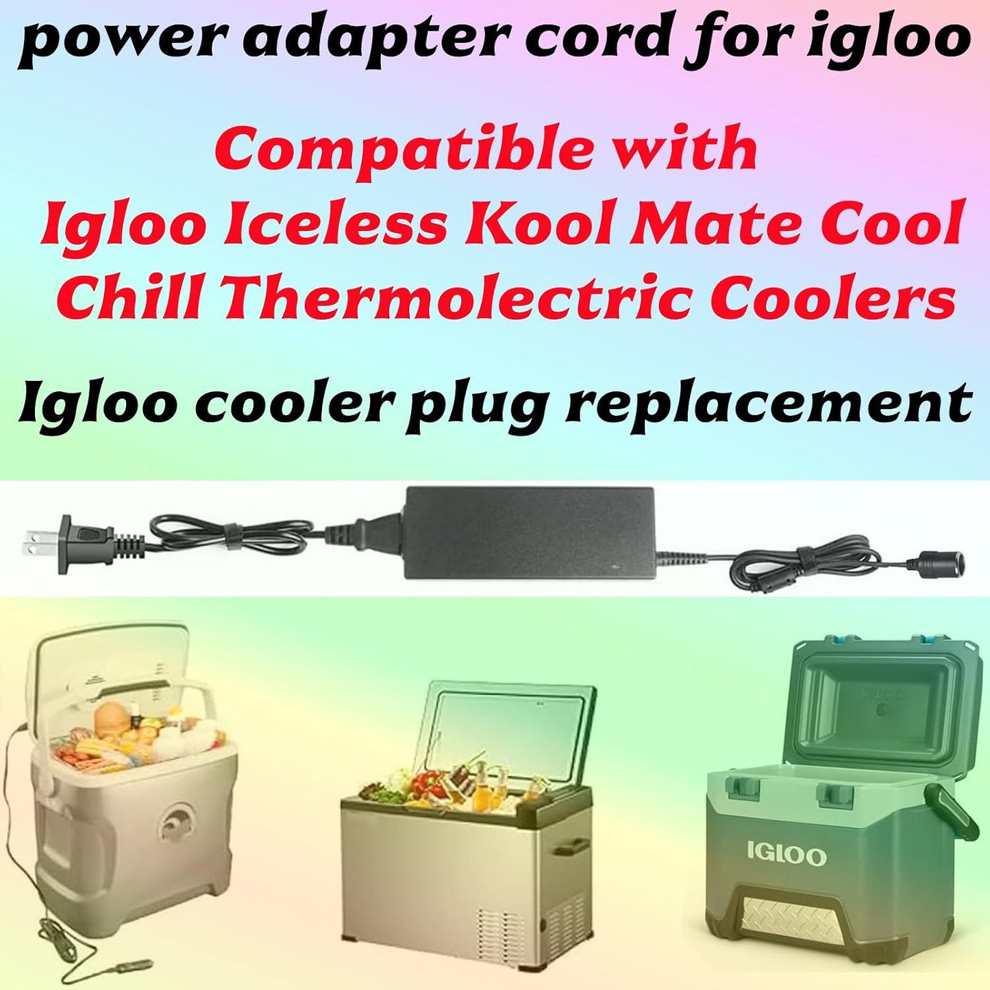MSZLZTD 12V DC12V Power Adapter for Plug in Coolers Vehicles Igloo Iceless Thermoelectric Coolers Compatible with Igloo