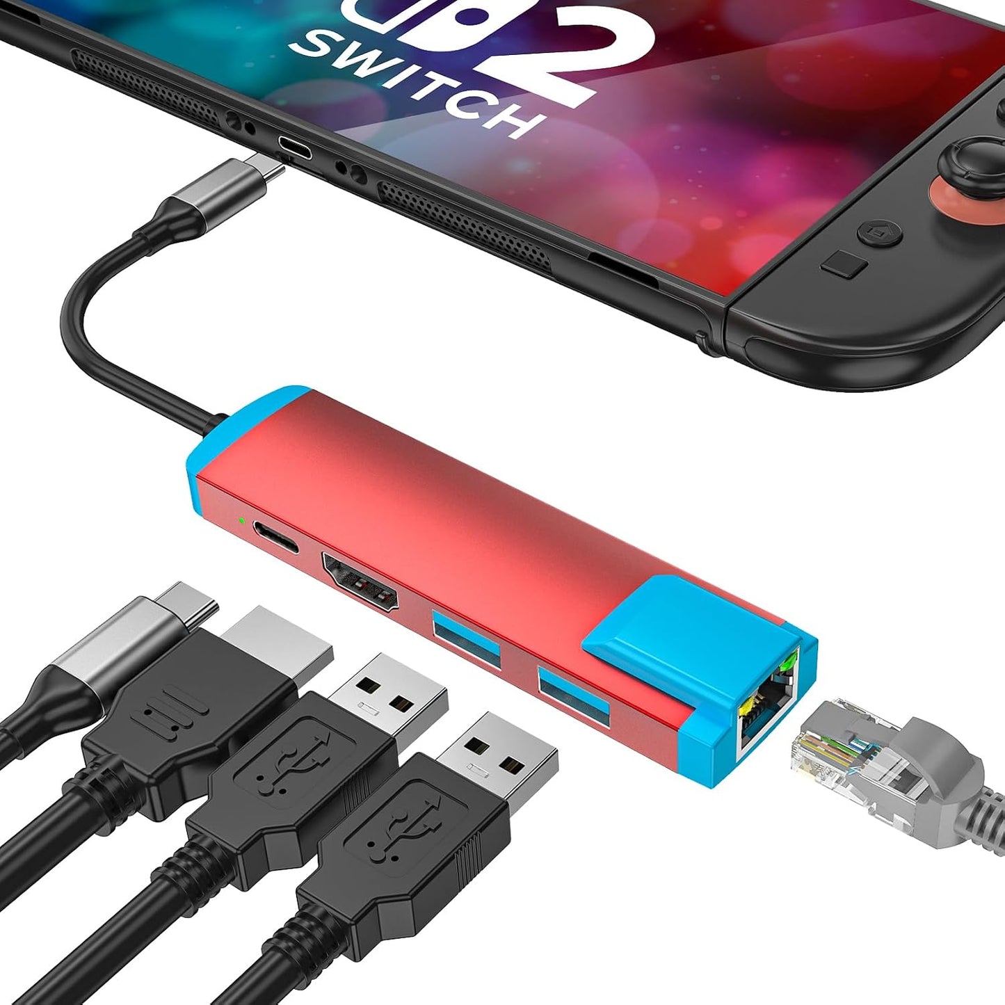 LA NREUCETS 2,USB 4K@60Hz 3.0 Port/1000M 2/Switch/Switch USB C to HDMI Adapter for Switch C Docking Station with HDMI