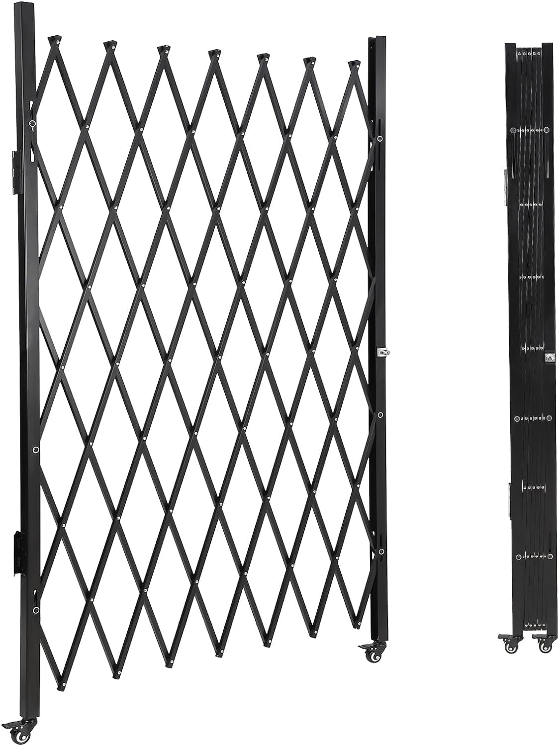 Towallmark 67" H x 71" W Single Folding Security Gate, Steel Expandable Fence with 360° Rolling Wheels