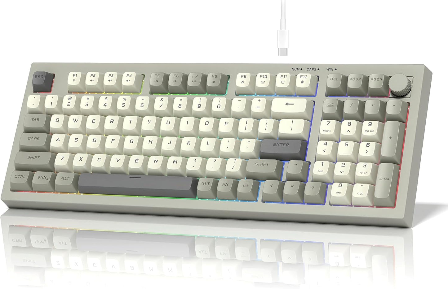 dagaladoo DK98 97 10/8.1/8/7 womier Retro Wired Gaming Keyboard Creamy Membrane with Rainbow RGB Backlight
