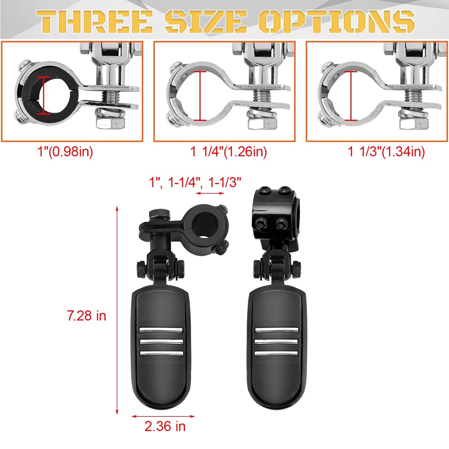 Sresk 1", 1-1/4", 1-1/3" Inch Motorcycle Highway Foot Pegs Adjustable Highway Footpegs Footrest Fit for Harley Touring Softail Road King Road Glide Sportster Honda Kawasaki Suzuki Yamaha(Black H04)