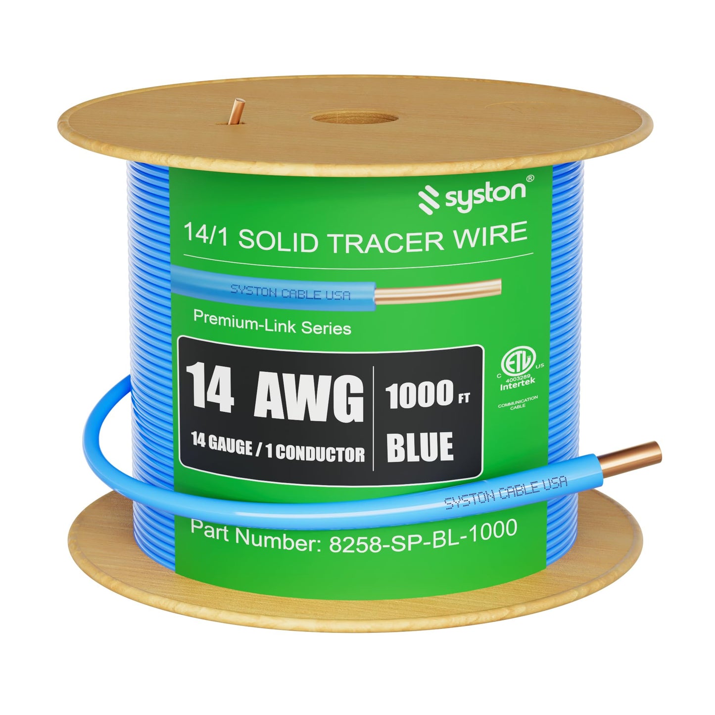 14 AWG Tracer Wire 600V 100% Solid Copper Conductor Direct Burial Underground, Blue Tracer Wire for Locating Underground Pipes and Lines Water Sewer Pipe Fiber Optic Gas Electrical Wire, 1000 FT