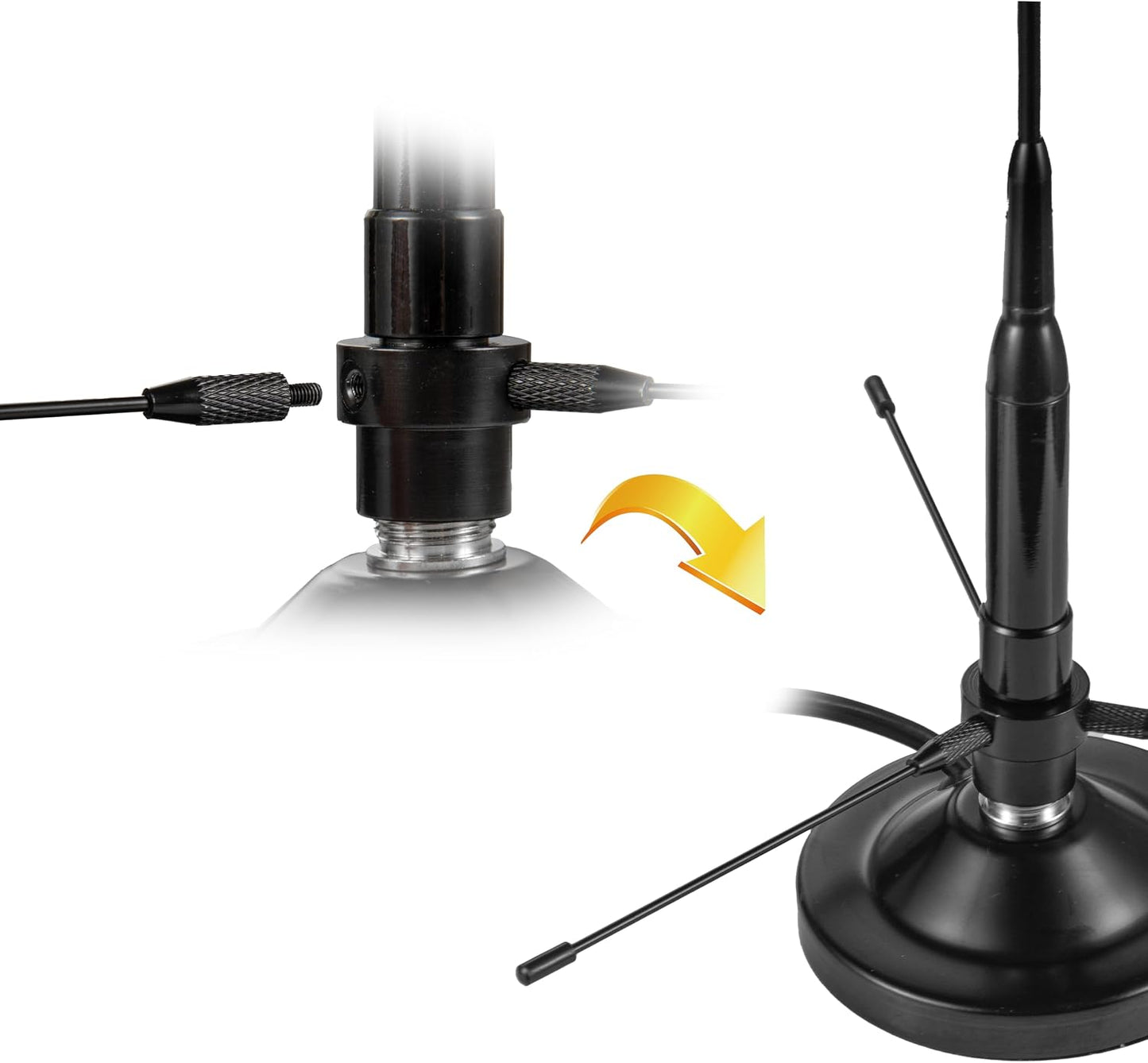 eifagur 136-174MHz 400-470MHz PL259 UHF VHF Dual Band Magnetic Base Mount Soft Whip Antenna with Ground Plane Kit