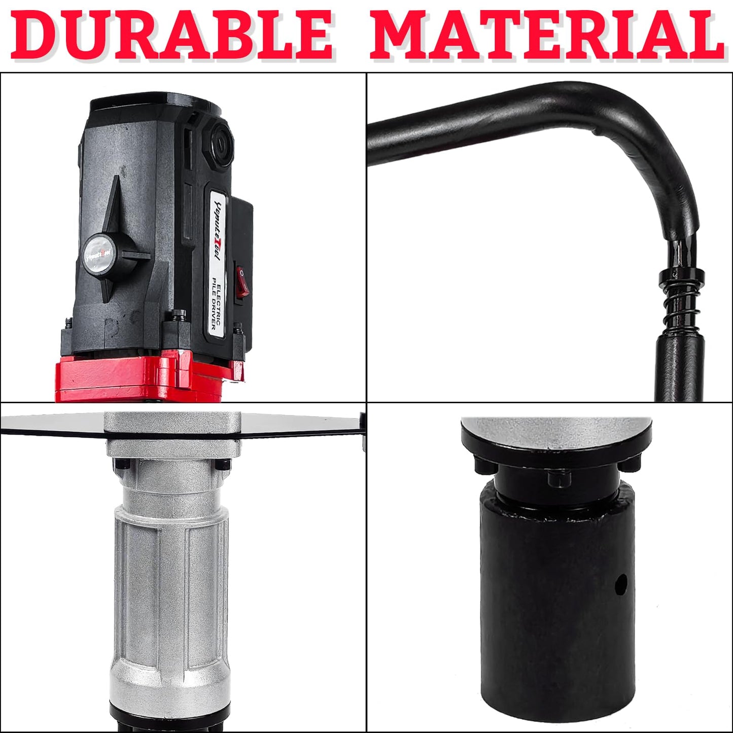 Electric Pile Driver Hammer 2200W Electric T Post Driver, 110V Handheld Pile Driver, 2100 BPM Sufficient Power, Ideal for Fence Post Construction Site, Farm Fences, Forestry Seedlings