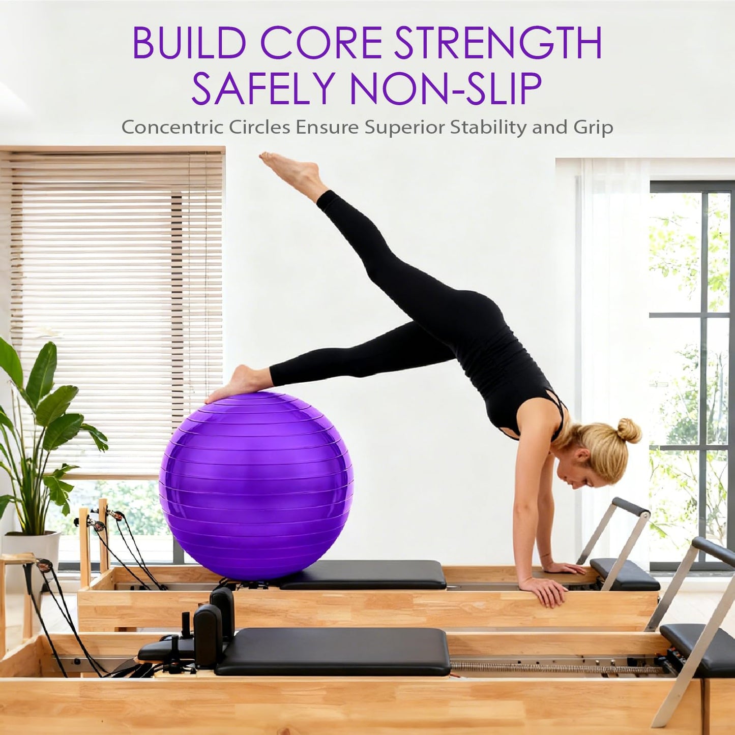 Solid Exercise Ball,High-Weight Capacity (3000 lbs) Anti-Burst Yoga Ball Chair,Swiss Ball for Pregnancy,Birthing, Fitness, Physical Therapy (Purple, S(41-50))