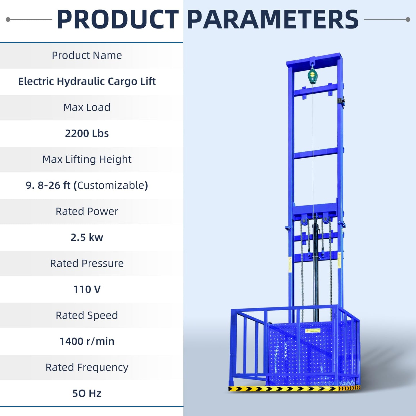 Home Elevator Lift System Dumbwaiter Elevator 2200lbs/1ton Electric Hydraulic Lift Platform Table, 9.8 Ft Wall Mounted Freight Elevator for Home Factory Warehouse