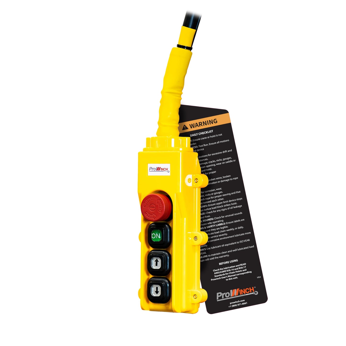 Prowinch 2200 Lbs 1 Ton Electric Chain Hoist 3 Phase 208V-240/440-480V -20 ft Lifting Height, H3 Duty Class, G100 Chain for Heavy-Duty Lifting, Warehouse & Industrial Use
