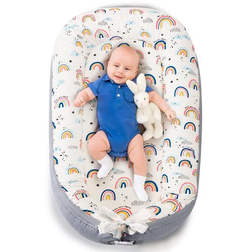 **Baby Lounger | Ultra Soft Organic Cotton Nest for 0-24 Months - Breathable & Portable Design**