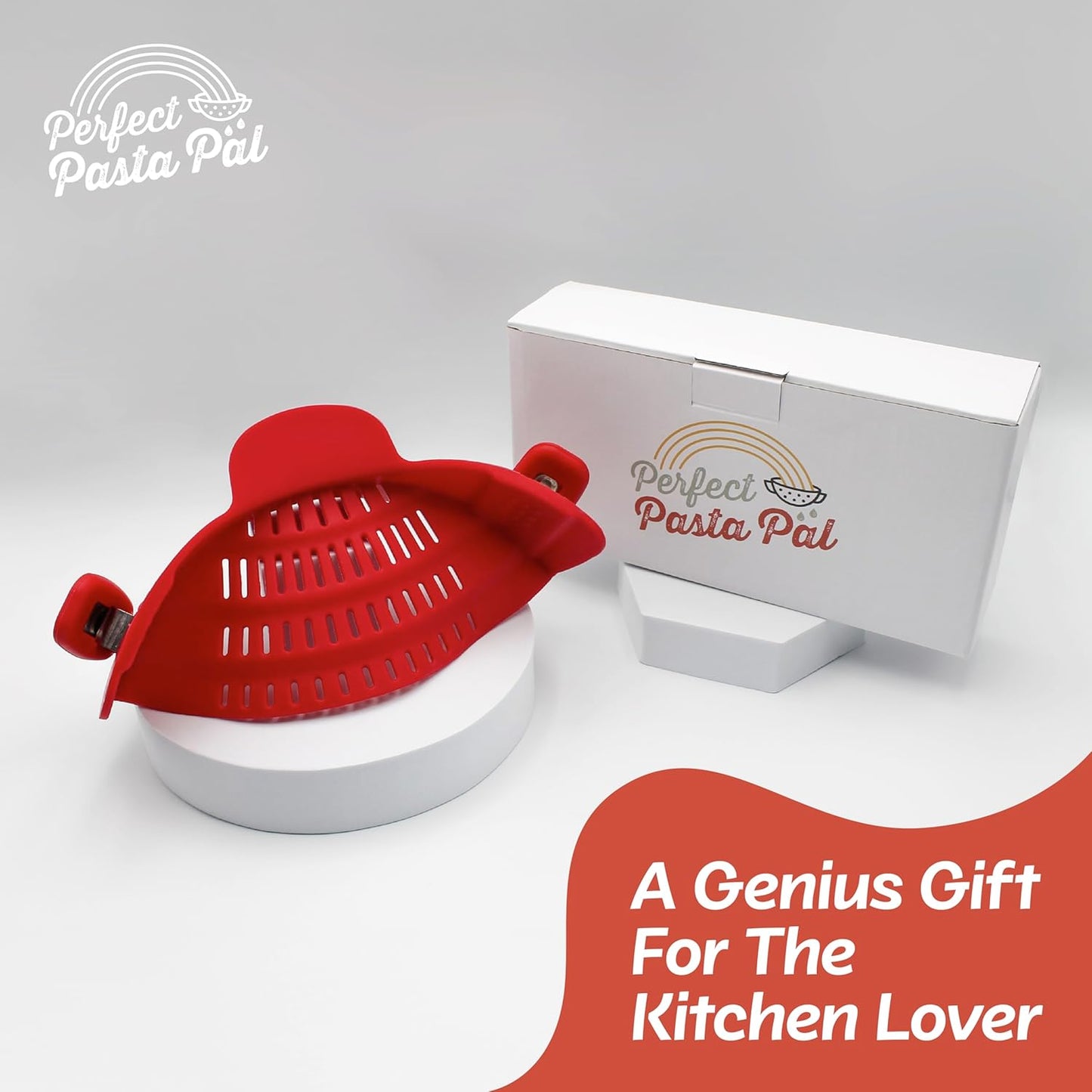 Perfect Pasta Pal Clip-On Strainer - Heat Resistant Silicone Colander | Space-Saving Kitchen Essential