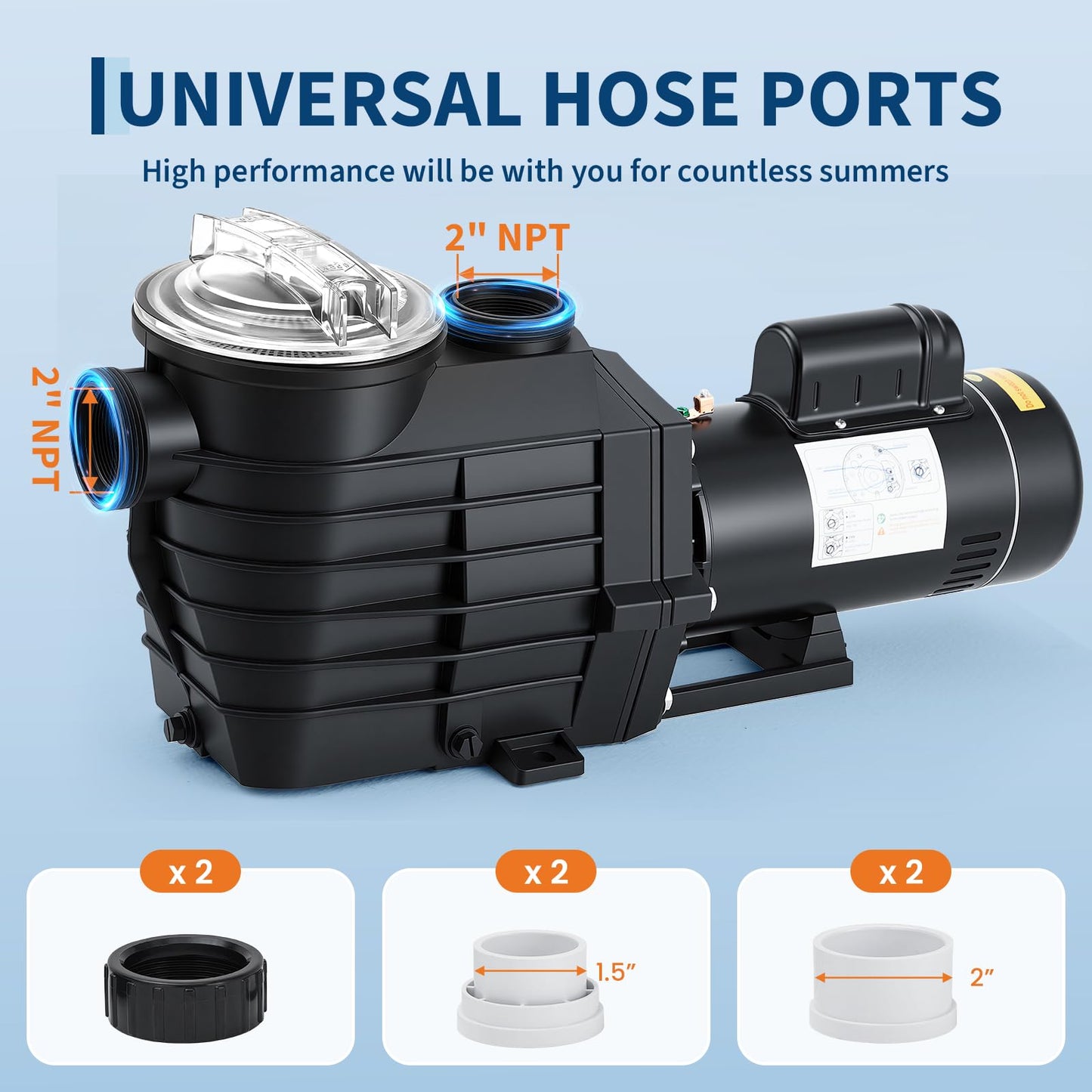 Garvee Pool Pump Above Ground/Inground, 2.5 HP Self Priming Swimming Pool Pump, 115V/230V Dual Voltage Single Speed Pumps with Strainer Basket, 100 GPM Heavy-Duty Pump for Swimming Pools Spas Hot Tub