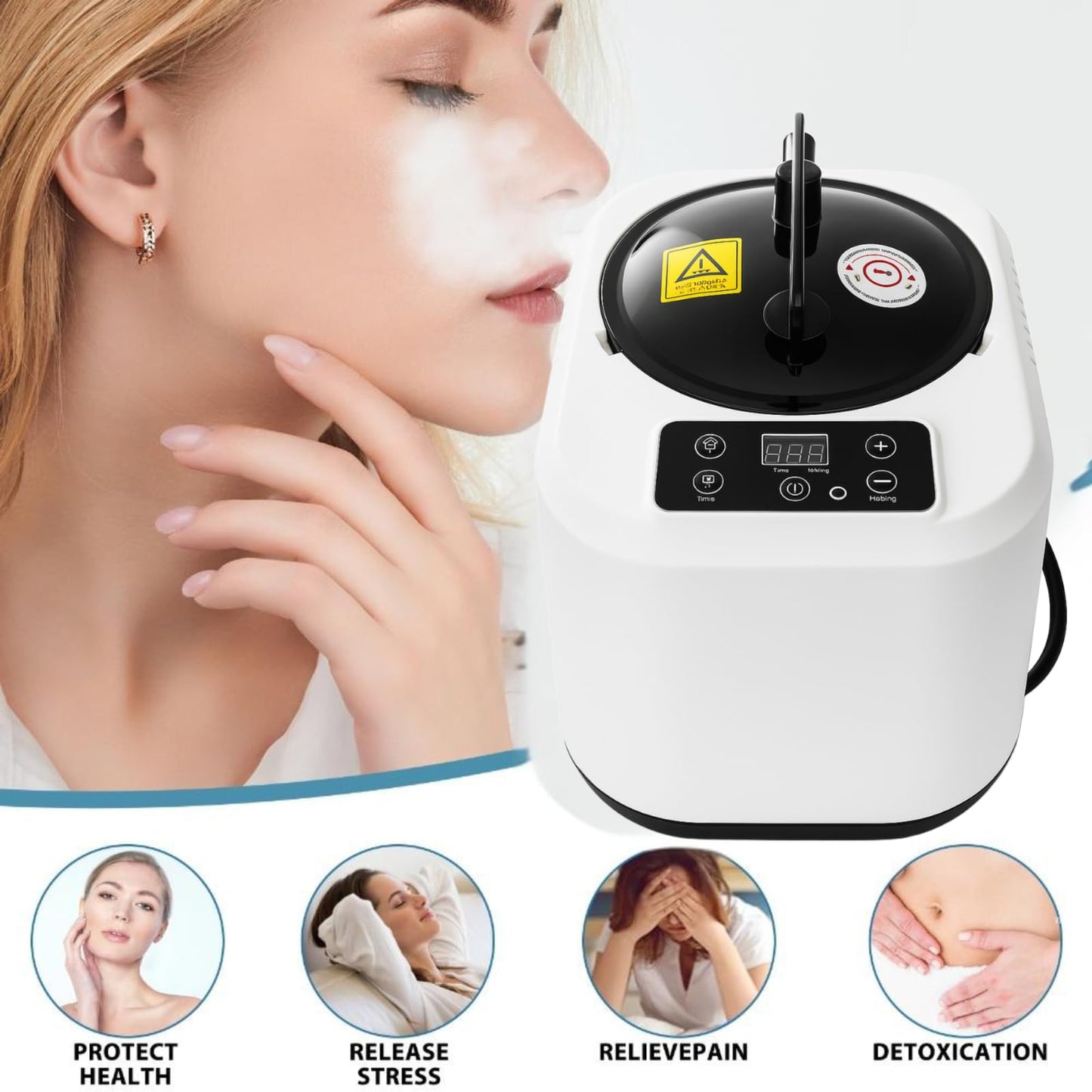 HOSOUTION 5L Sauna Steamer with Larger Volume and More Steam Output, Fcc Certified 5L & 2000W Steam Generator, Sauna Steamer Machine with Remote Control, Portable Sauna Steamer, White