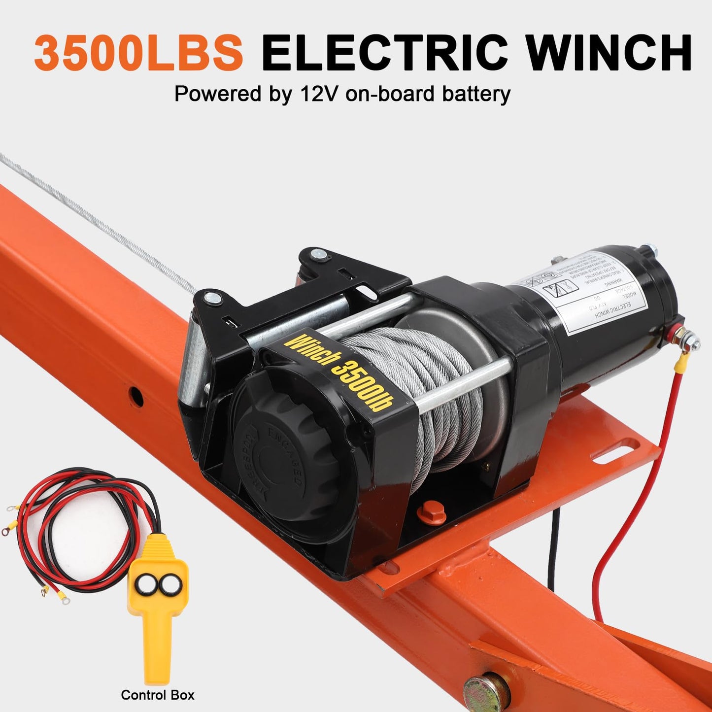 GarveeTech Folding Truck Mounted Crane, 1100 LB Pickup Jib Cranes with Electric Winch 3500 LB 12V, Electric Truck Crane Hoist Painted Steel 360 Swivel for Construction, Forestry, Factory
