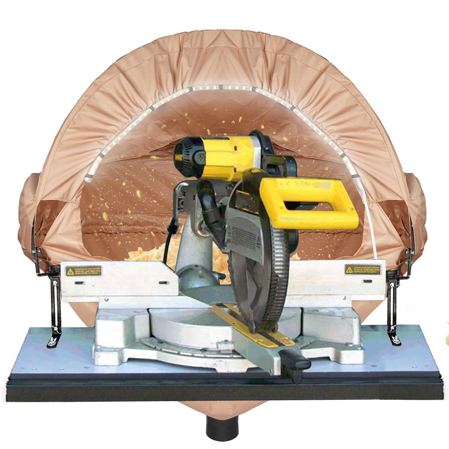 GARVIN Miter Saw Dust Collection Hood with Light, Dust Solution for Table Miter Saw, Chop Saw Hood Dust Collector Attachment, Accessory Holes, with Storage Bag, Fits Most Standard 10" Miter Saws