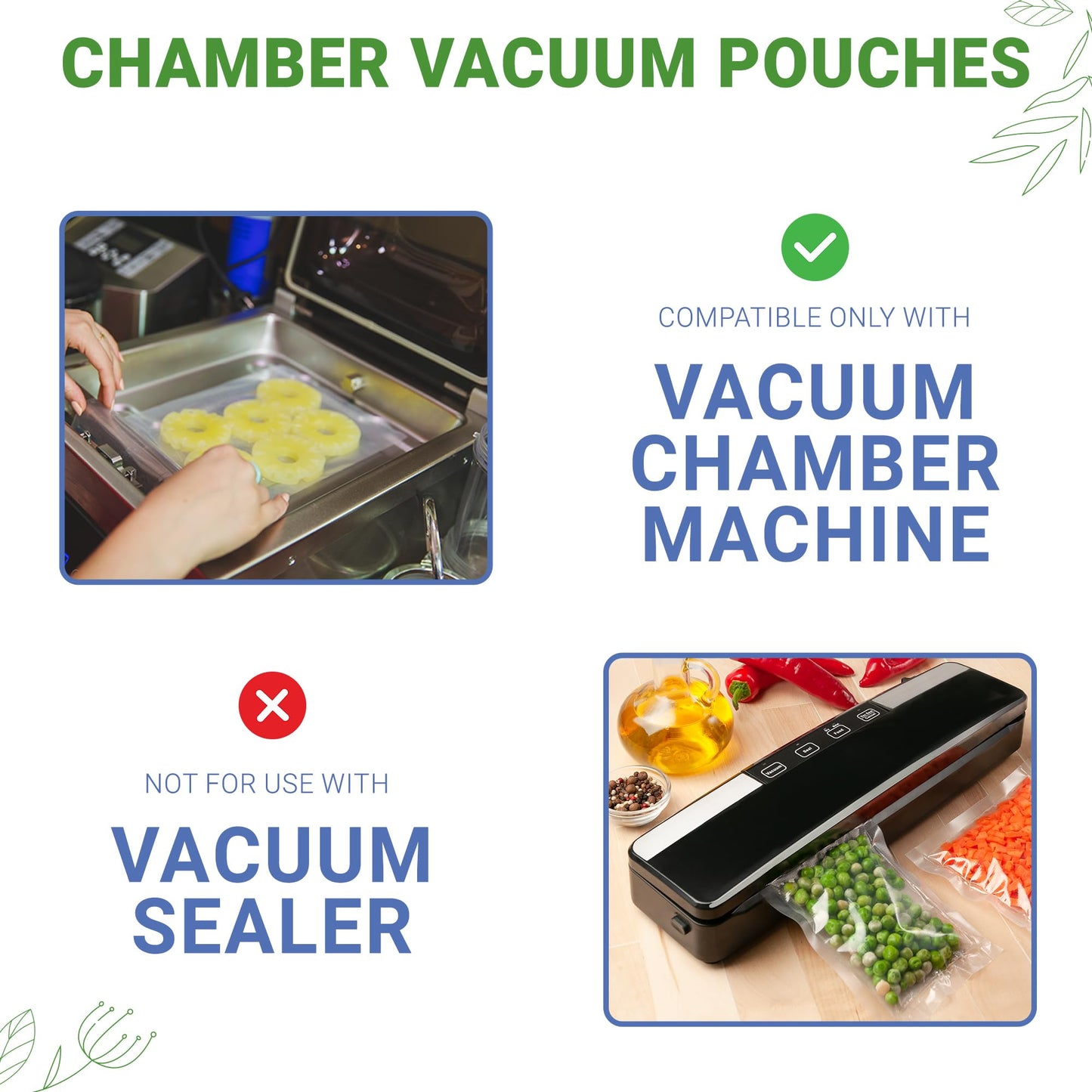 PouchWorth 500 pcs Clear 11" x 16", 3 mil Chamber Machine Pouches, Pre-Cut Chamber Vacuum Sealer Bags, Heavy Duty Seal Pouch, BPA-Free Chamber Sealer Bags with Tear Notch