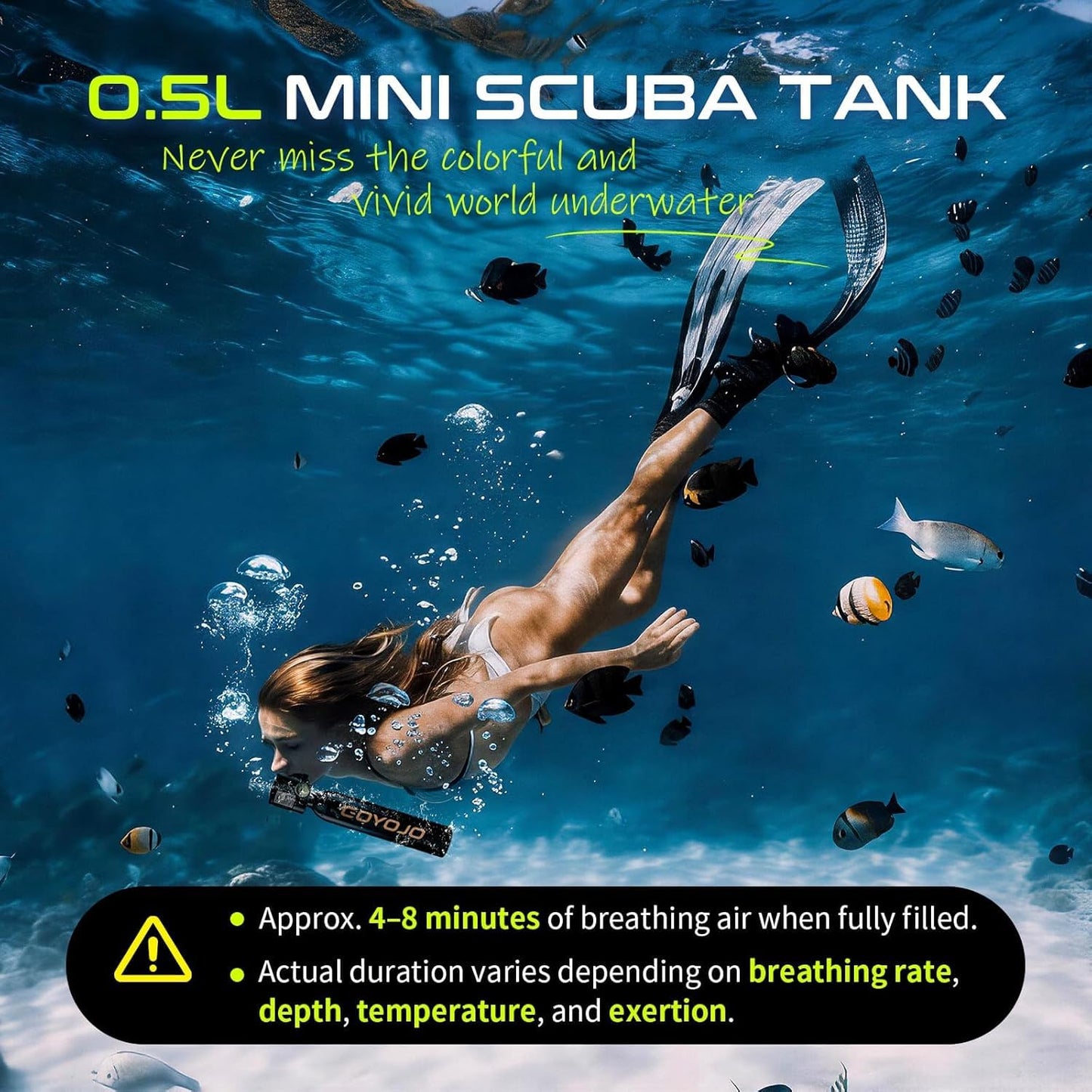 GOYOJO Mini Scuba Tank Set, 2 Pack 0.5L Portable Diving Tank with Electric Air Compressor, 3000 PSI Refillable Scuba Cylinder Kit