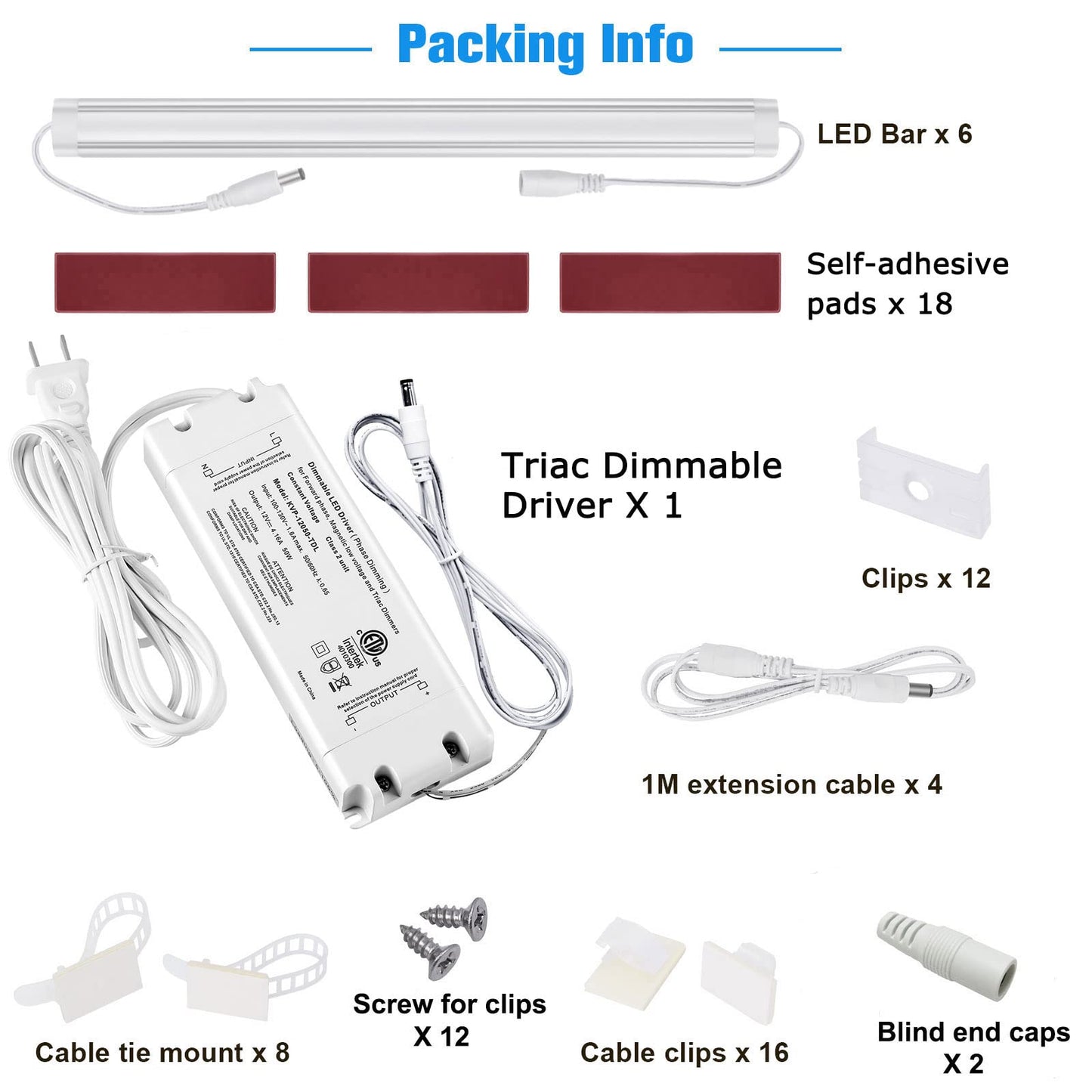 Litever Under Cabinet LED Lighting Kit Dimmable by AC Wall Dimmer. Plug in or Hardwired LED Driver. Super Bright Linkable Light Bar for Kitchen Cabinet Counter Shelf. 35W 2000 Lumen. Daylight 5000K