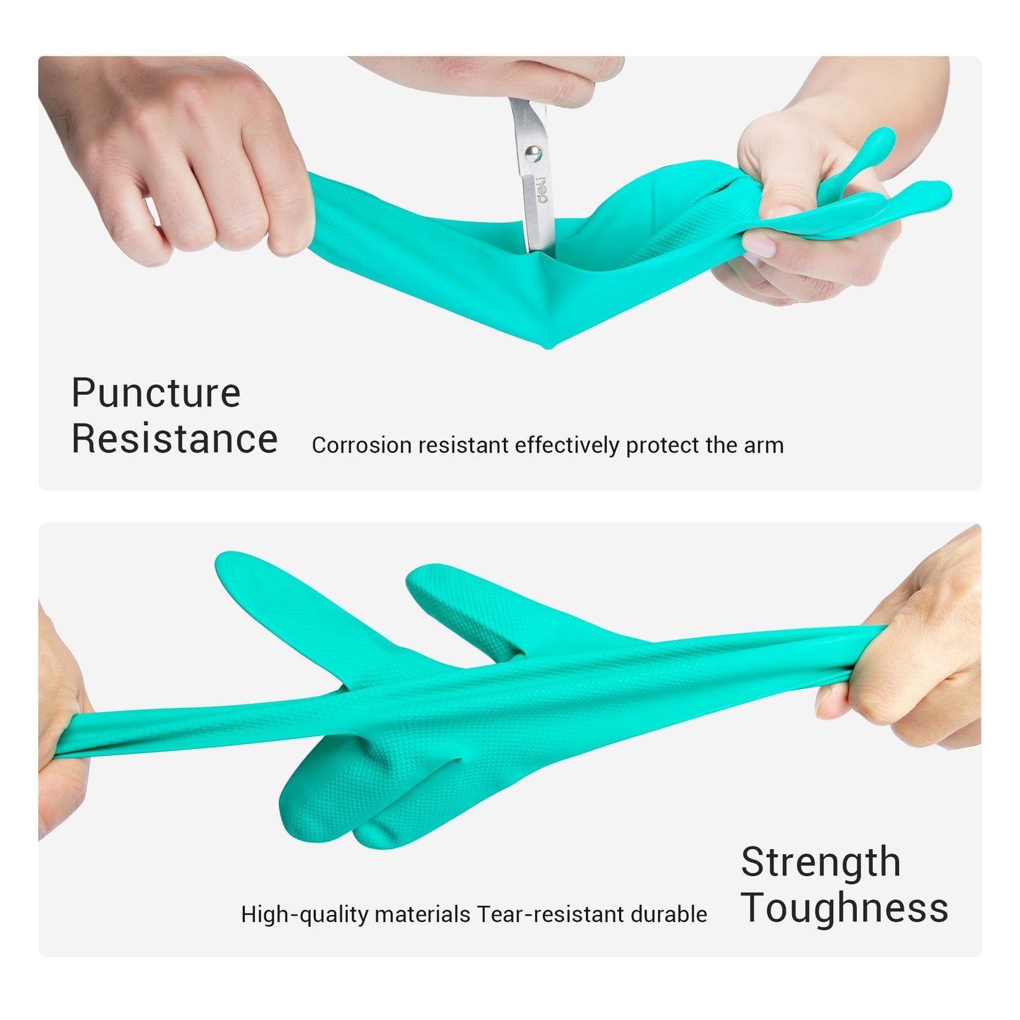 ThxToms 5 Pairs Nitrile Chemical Resistant Gloves, 15mil,13", Reusable Latex Rubber Free Heavy Duty Gloves, Acid Alkali Oil Protection, Industrial Use and Household Cleaning, Non-Slip, Medium