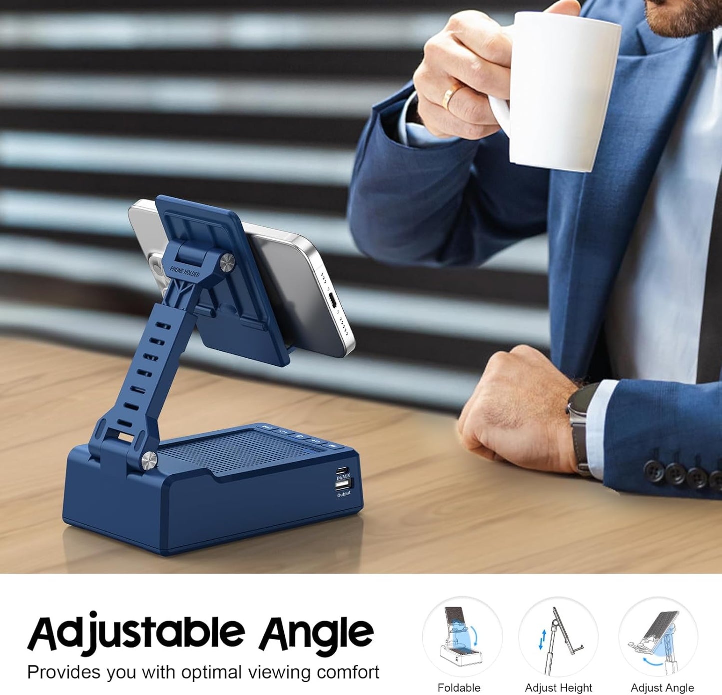 JTEMAN Gifts for Men Women,Cell Phone Stand with Bluetooth Speaker,Cool Tech Gadgets,Unique Birthday Gifts for Men