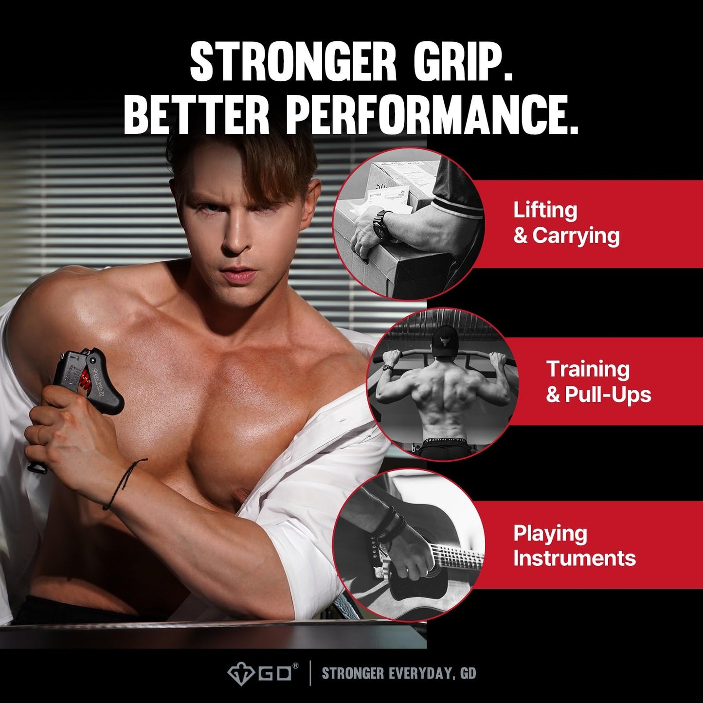 GD Pro-70 Hand Grip Strengthener(55~154 lbs) Adjustable Grip Strength Trainer Wrist and Forearm Training Equipment Hand gripper for Muscle Building and Injury Recovery