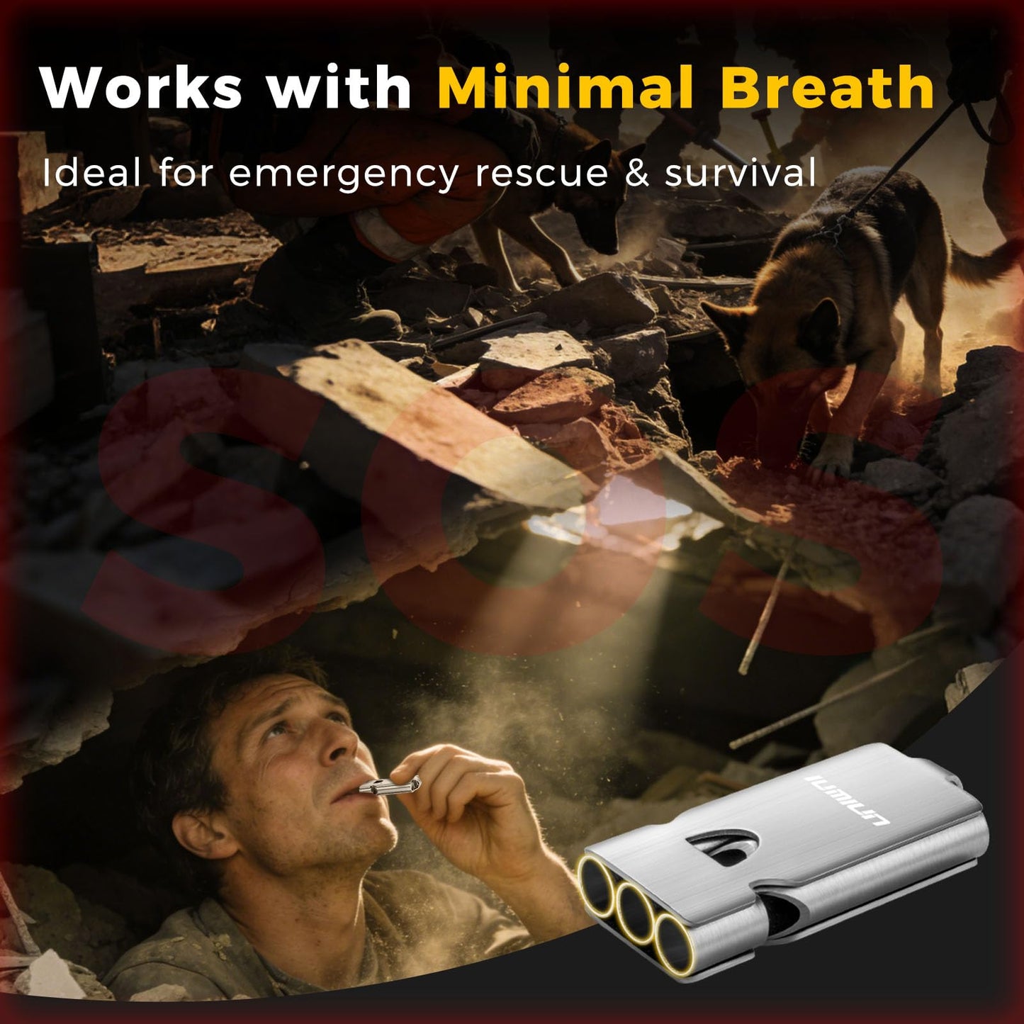 IUMIUN Three-Tube Emergency Loud Whistle,130db+ Lifeguard Safety Whistle for Outdoor Hiking, Camping, Dog Training & Daily Safety