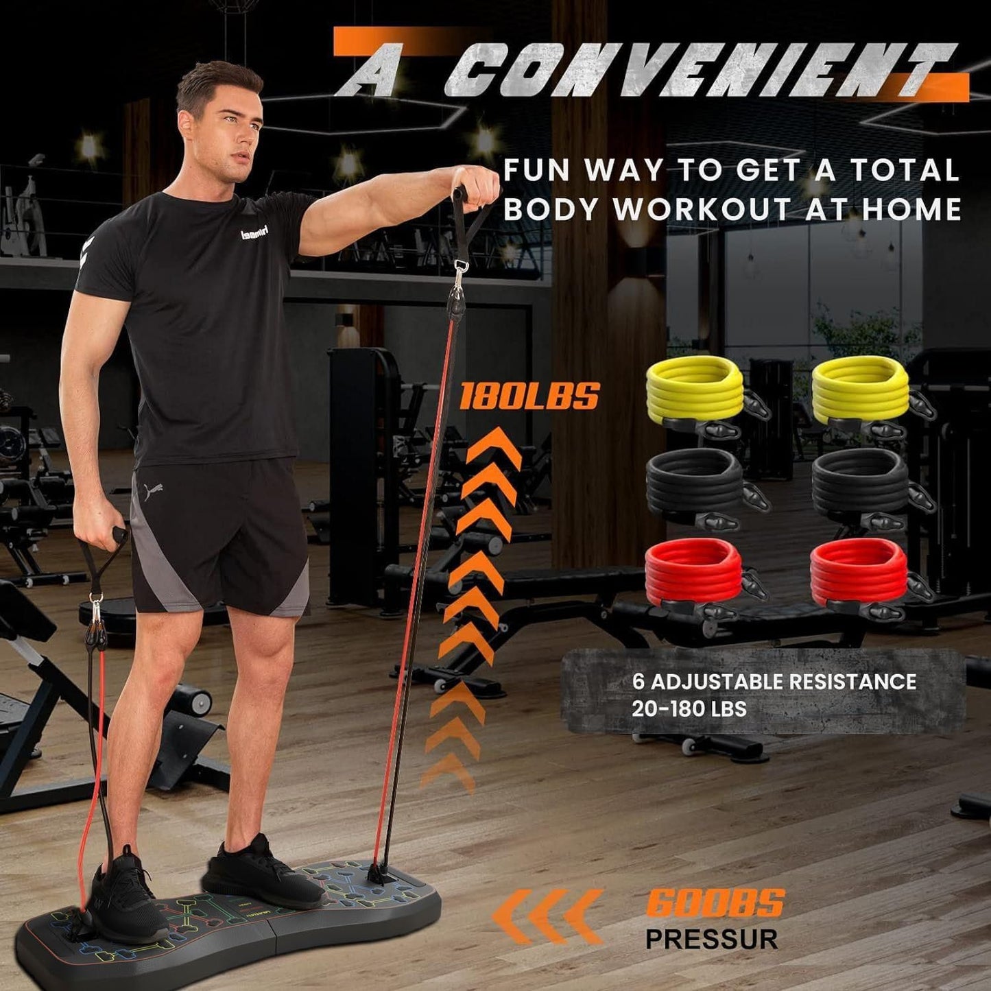 LALAHIGH Portable Home Gym System: Large Compact Push Up Board, Pilates Bar & 20 Fitness Accessories with Resistance Bands Ab Roller Wheel - Full Body Workout for Men and Women, Gift for Boyfriend