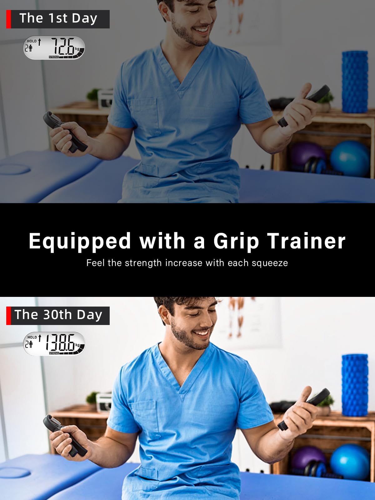 Grip Strength Tester Trainer - Electronic Hand Dynamometer of 400lbs/180kg & Grip strengthener with Adjustable Resistance for Sport