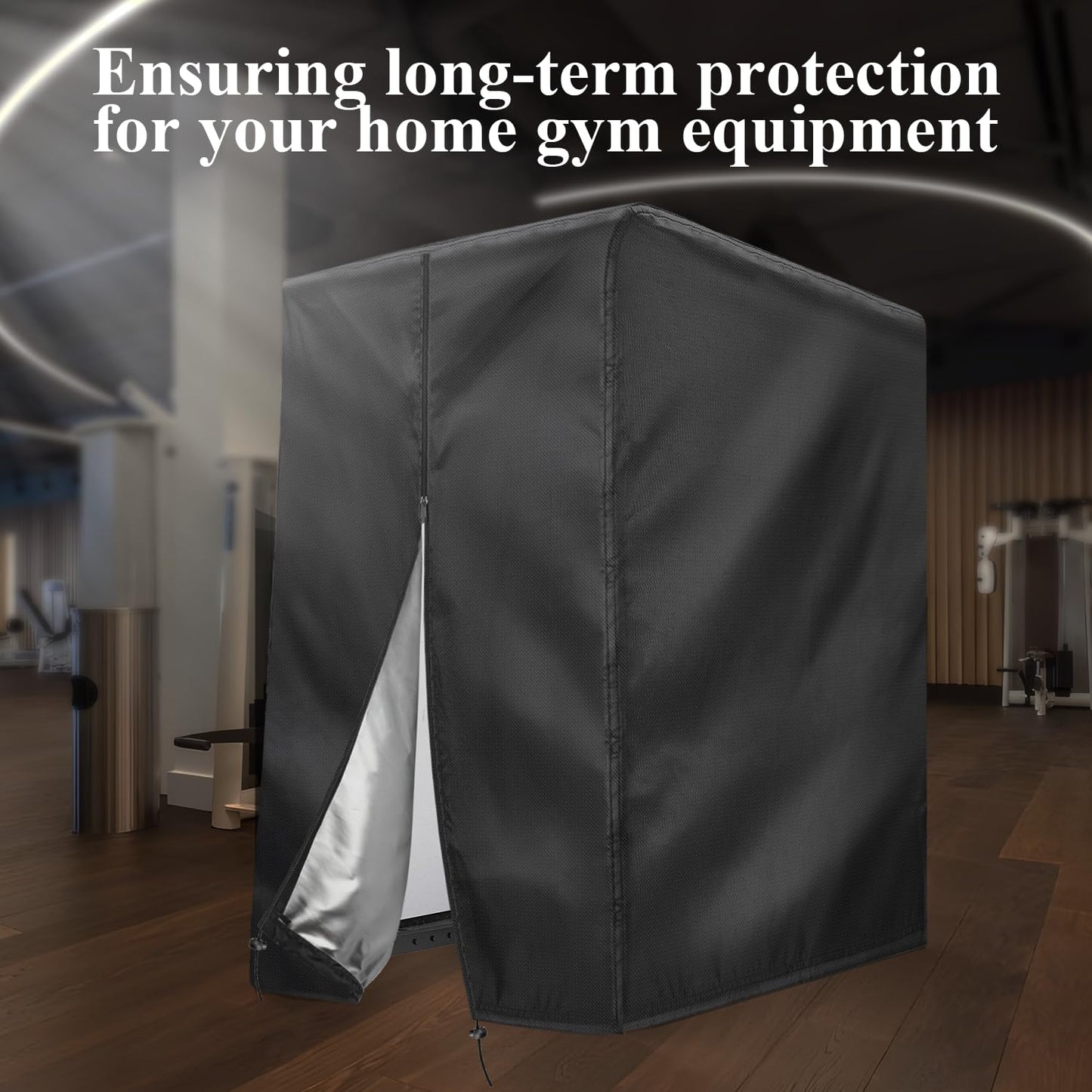 Letsteel Squat Rack Cover with Waterproof Zipper, Protective Cover for Power Cage/Weight Lifting Rack/Weight Cage/Power Racks for Home Gym Equipment Storage-Indoor & Outdoor Use, 64" x 68" x 82.5"