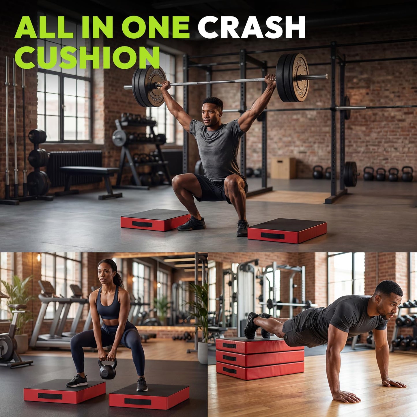 HANDBODE Crash Pad - Noise Reducing, Deadlift Mats for Weightlifting, Set of 2 Silencer Drop Pads Protect Workout Equipment & Floor