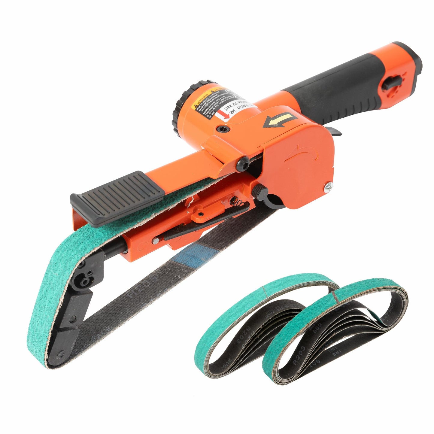 ABRAPRO 3/4" x 20.5" Air Belt Sander with 12Pcs Zirconia 40/60/80/120 Grit Belts, Mini Pneumatic Belt Sander for Woodworking, Iron, Metal, stainless steel