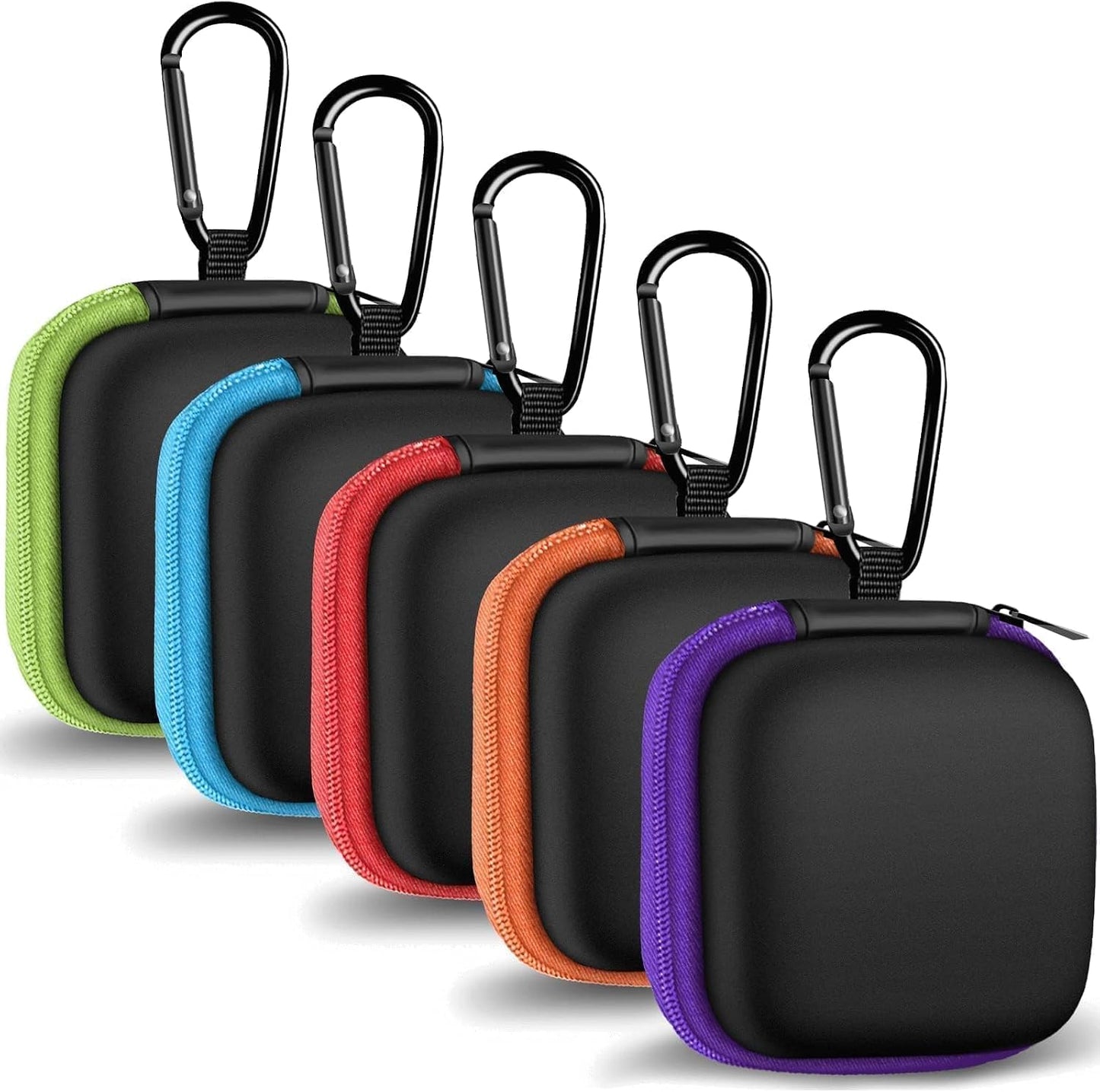 MOLOVA 5 Pack) Earbud Case Portable EVA Carrying Case Storage Bag Cell Phone Accessories Organizer with Carabiner