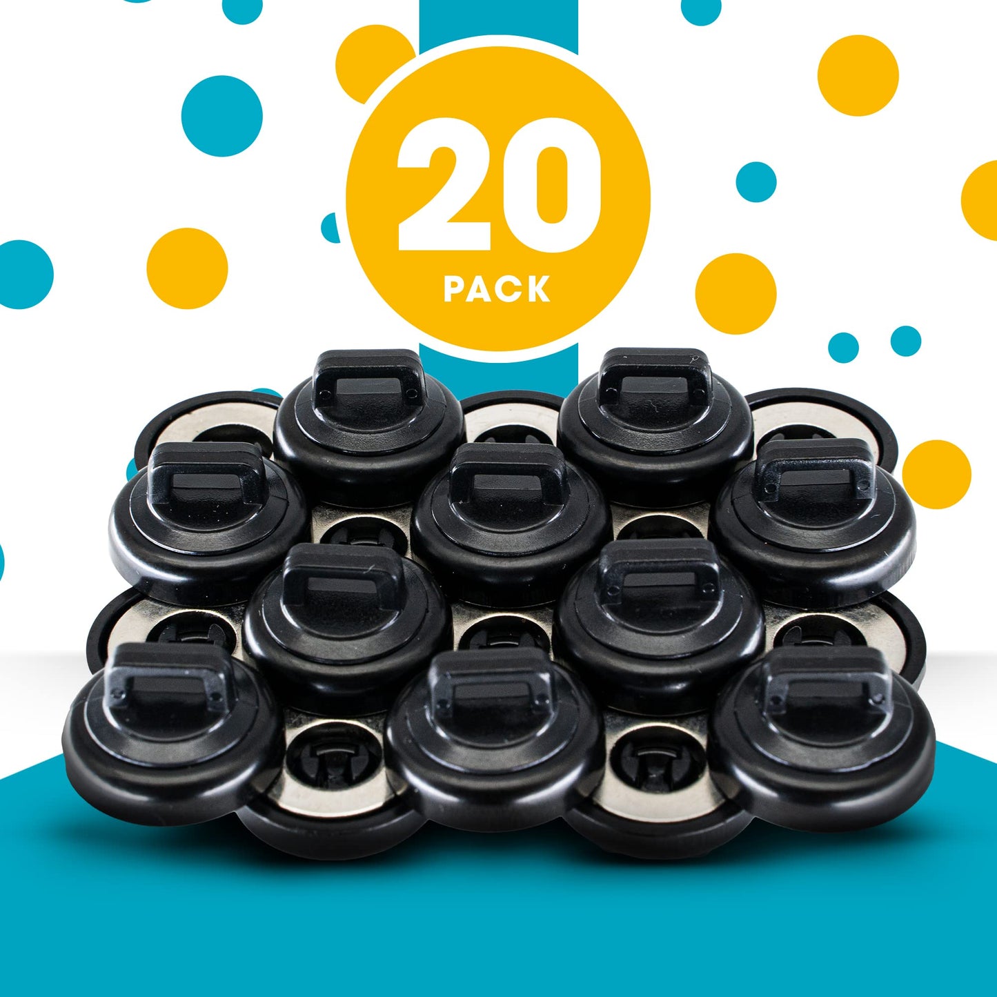 HATSBI. Multipurpose Magnetic Cable Zip Tie Mounts. Black. (20 Pack). 20 Black Cable Zip Ties Included. Cable Holder for Cable Management. Holds Standard Zip Ties/Cable Ties.