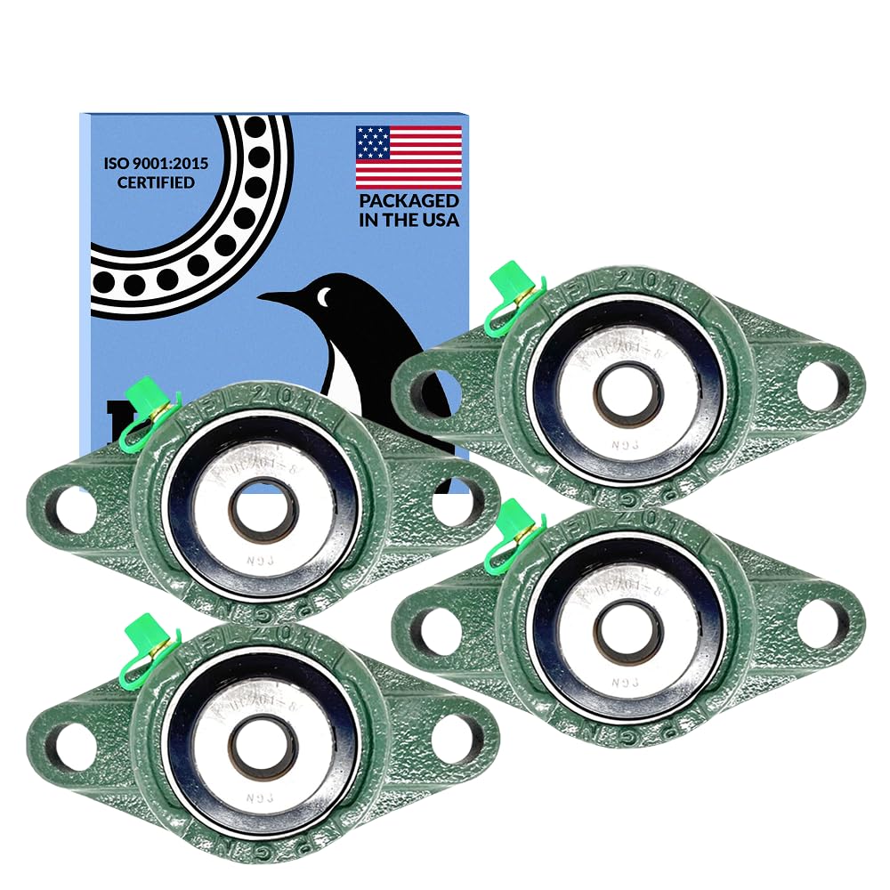 PGN UCFL201-8 Pillow Block Bearing - Pack of 4 Flange Mounted Pillow Block Bearings - Chrome Steel Bearings with 1/2" Bore - Self Alignment