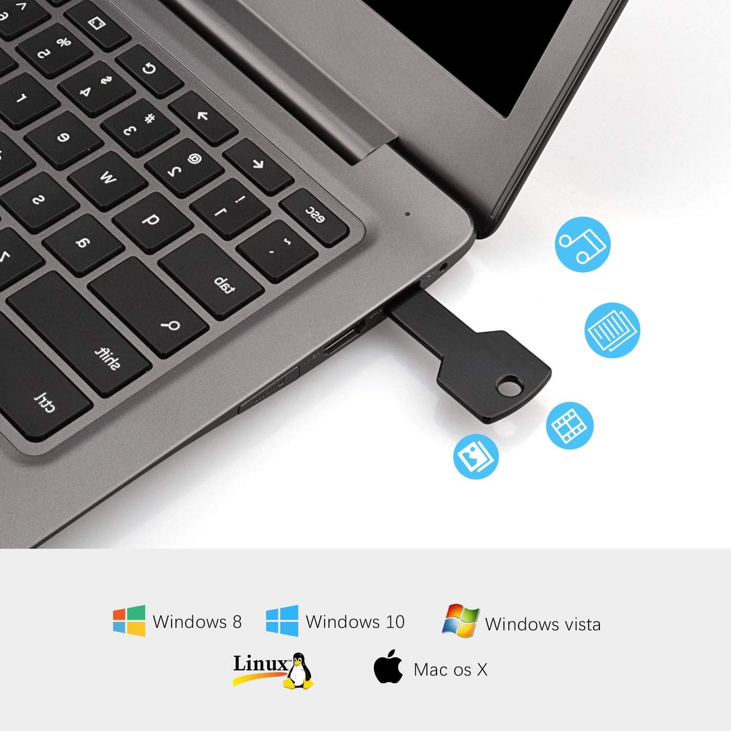 K&ZZ 16GB 5 Pack, USB2.0 16G Key Shape USB Flash Drive Metal Thumb Drive Flash Disk Memory USB Stick Expansion Disk