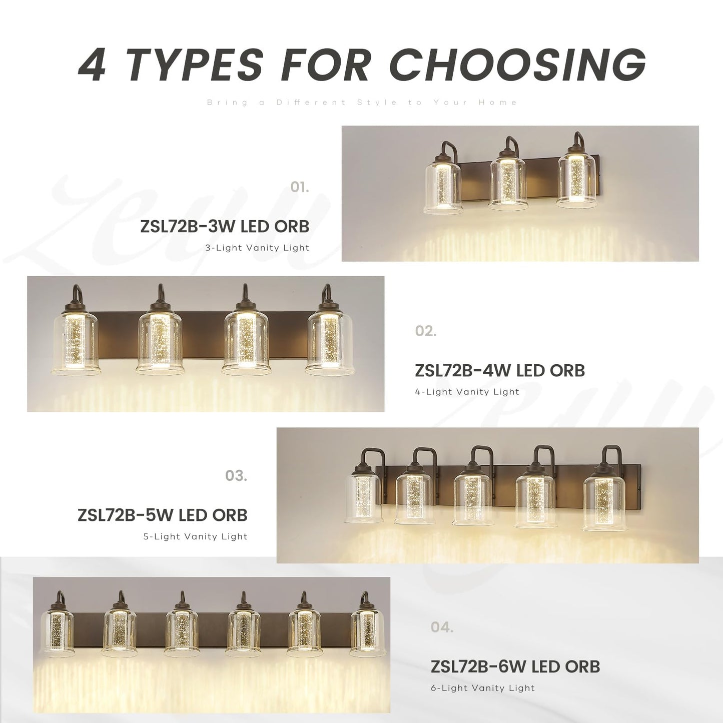 zeyu 3-Light LED Vanity Light, 15W, Crystal Bubble, 20.5 Inch, Oil Rubbed Bronze Finish, Model ZSL72B-3W ORB-1