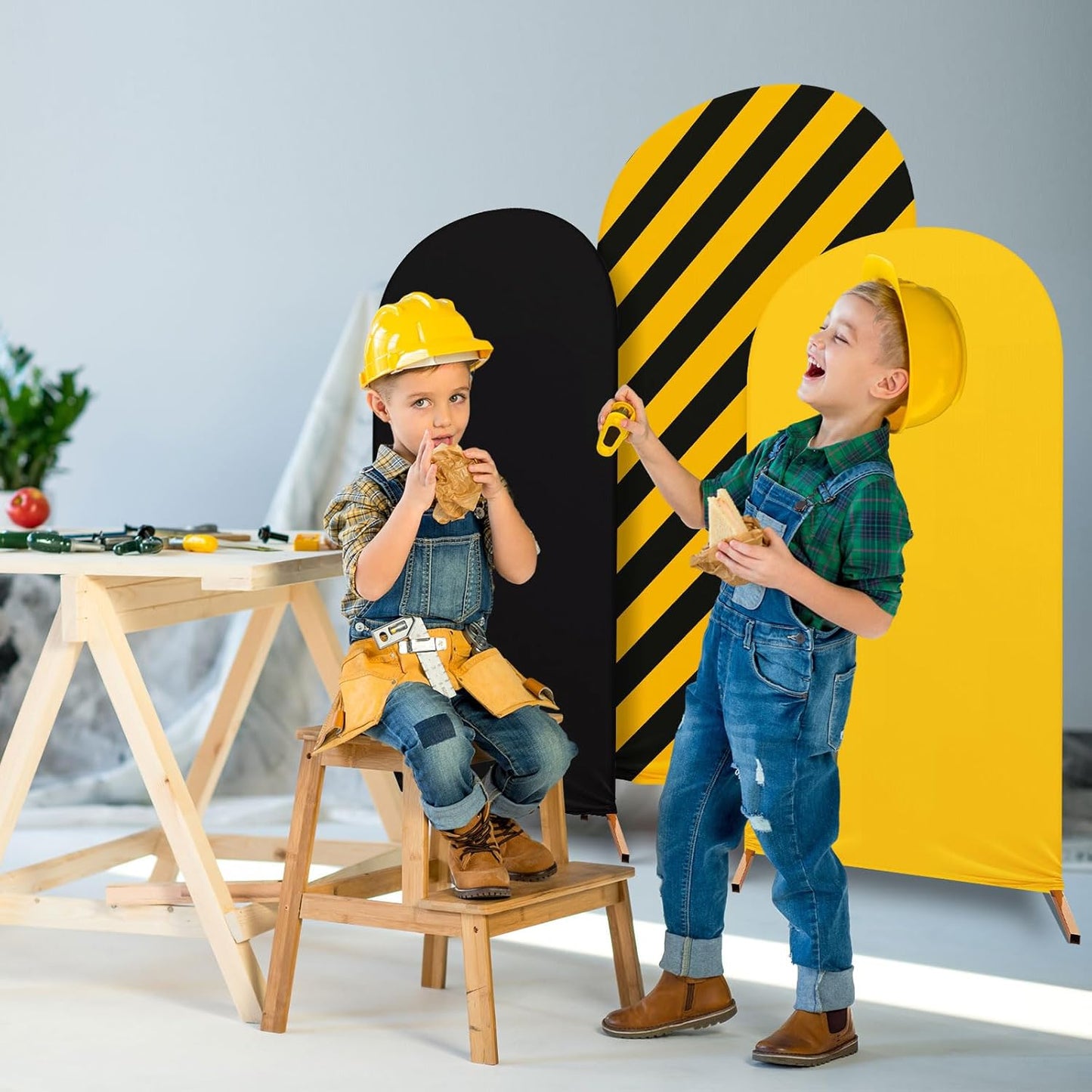 RimCereal Set 3 4ft, 5ft, 6ft(Classic) Construction Birthday Party Arch Cover of Construction Arch Backdrop Spandex