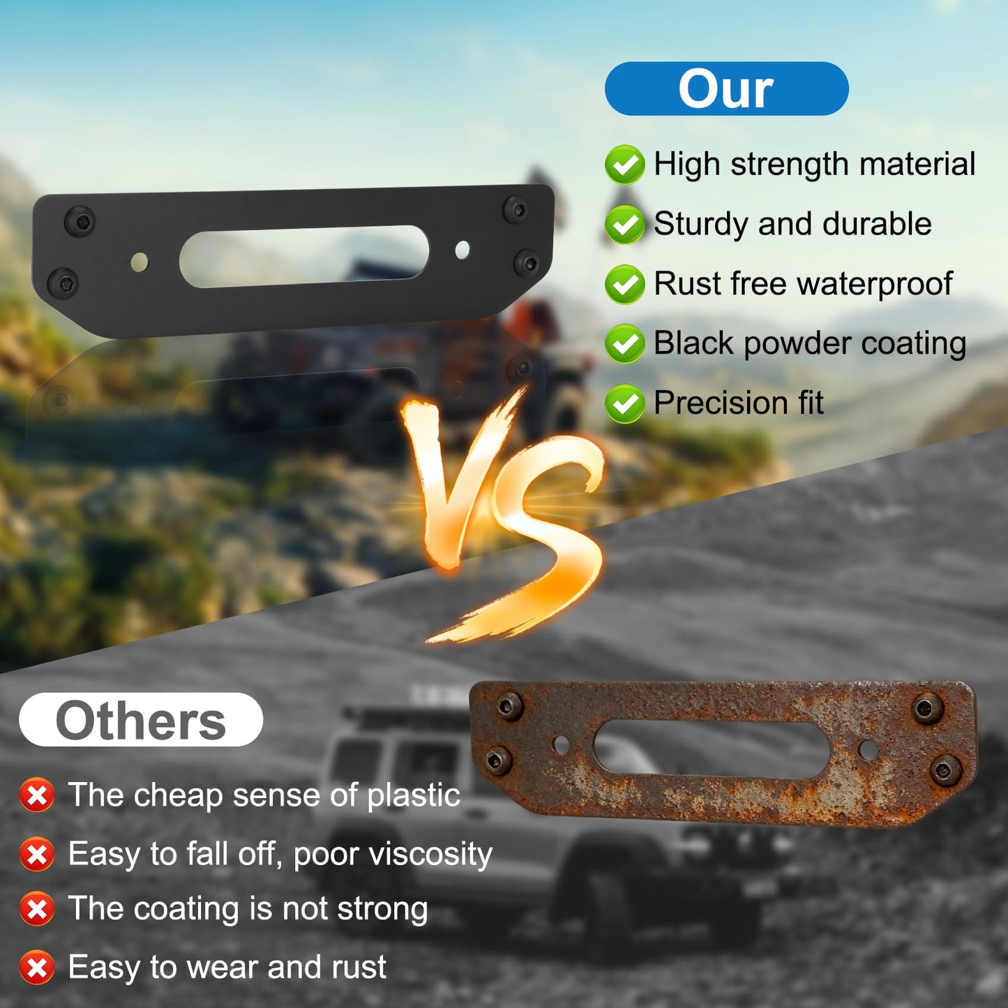 Saree Winch Mounting Plate for 2018-2024 Jeep Wrangler JL (10652) - Heavy-Duty Winch Mount Bracket, Direct Bolt-On Installation, No Drilling Required