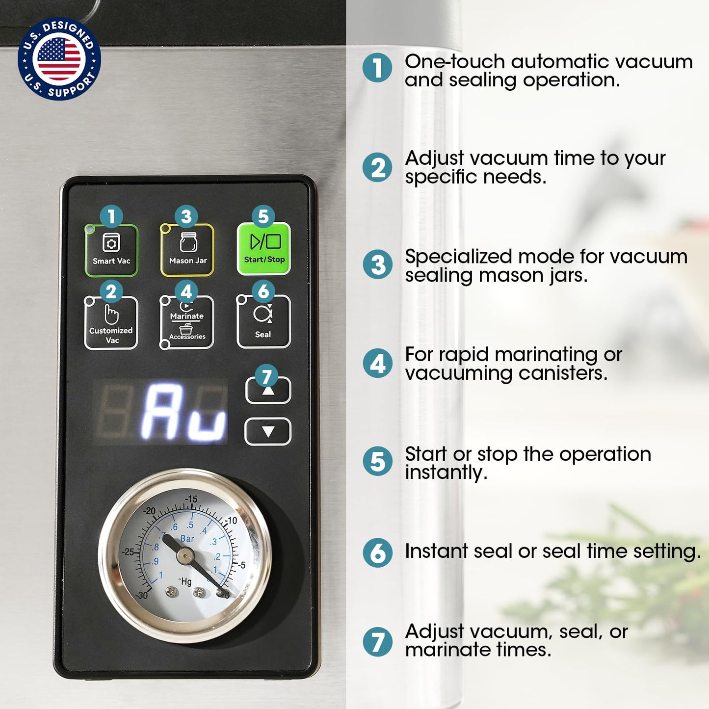 Vesta Precision 12” Chamber Vacuum Sealer, Smart Auto Vacuum Time, Easy-to-Clean System, Commercial-Grade Pump, Deep Chamber for Liquids, Meats, Mason Jars & Sous Vide, V513